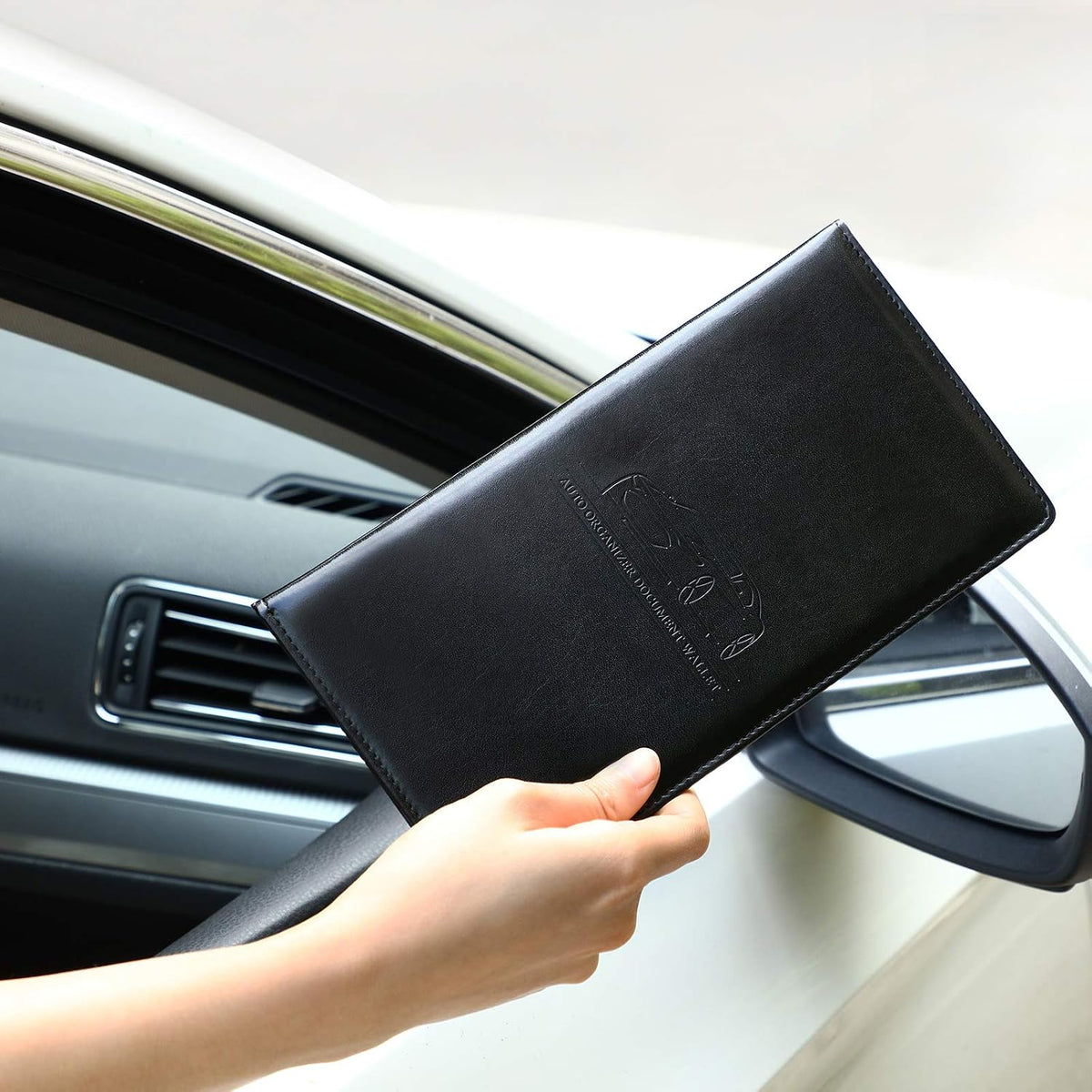 Frienda 2Pcs Car Registration Insurance Card Holder, Black, Brown