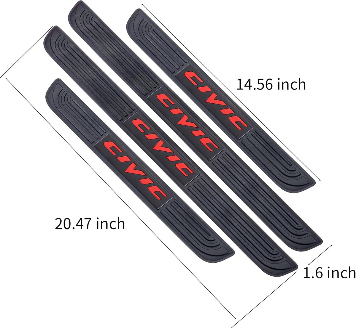 4pcs/Set Car Door Sill Plate Protectors - Black Soft Rubber Front/Rear Door Sill Scuff Plate Guard, Door Pedal Protector Stickers fit for Honda Civic (red)