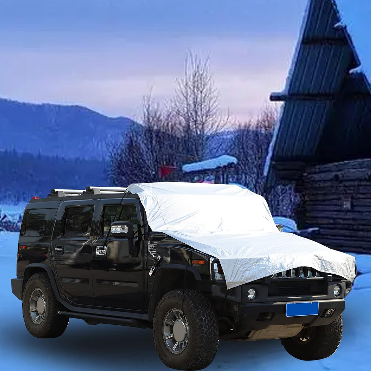 PIUGILH Car Windshield Snow Cover Compatible with Hummer H2 2003-2009/H3 2005-2009,Windshield Snow Ice Cover Sun Cover,All Weather Dustproof Windshield Cover,Protects Windshield from Rain, Sun, Frost