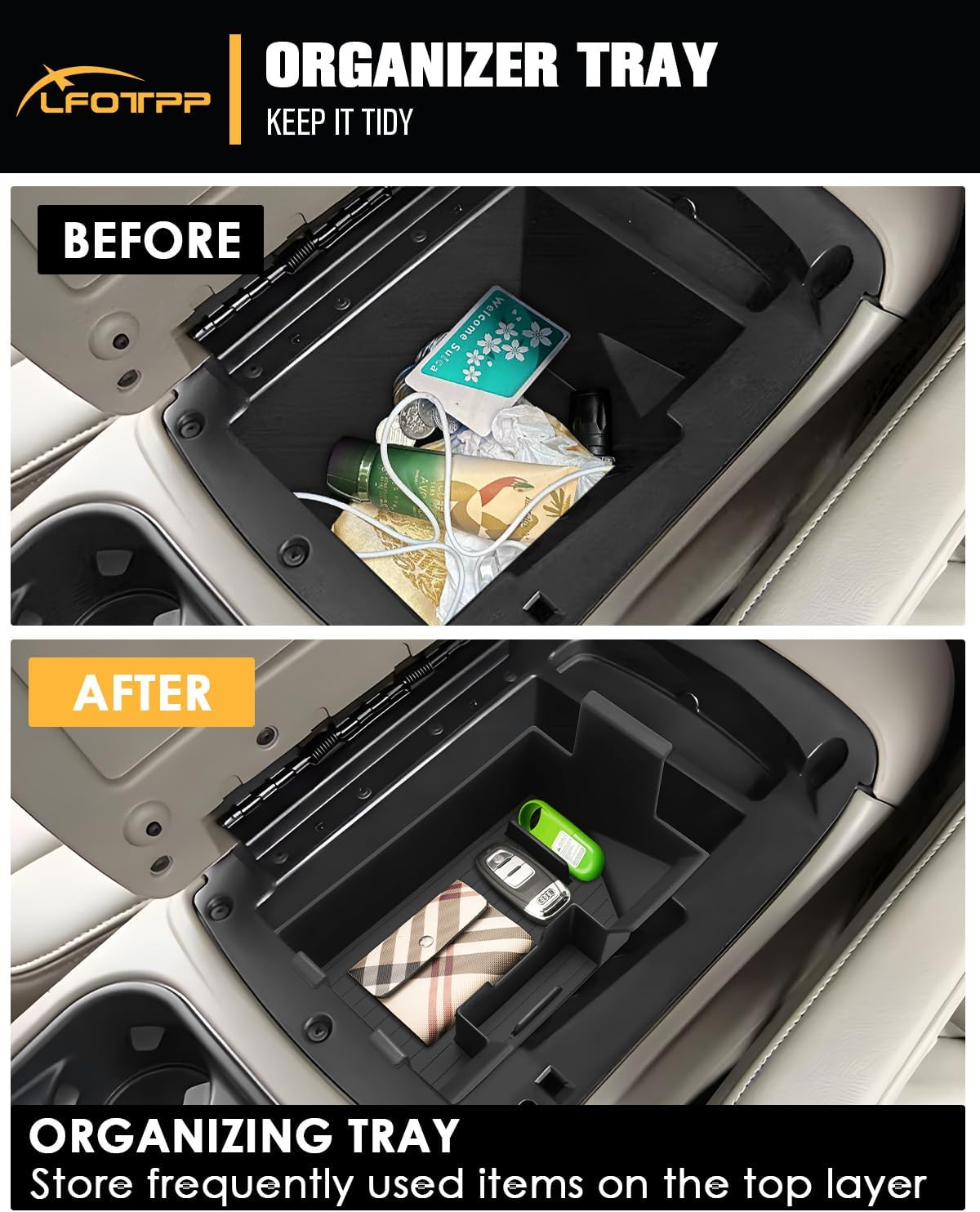 LFOTPP Silverado Center Console Organizer for 1st Gen 2003-2006 Silverado Sierra 1500 2500HD 3500HD/ 2007 Silverado Sierra Classic / 2002-2006 Avalanche Accessories - Full Console w/Bucket Seats Only