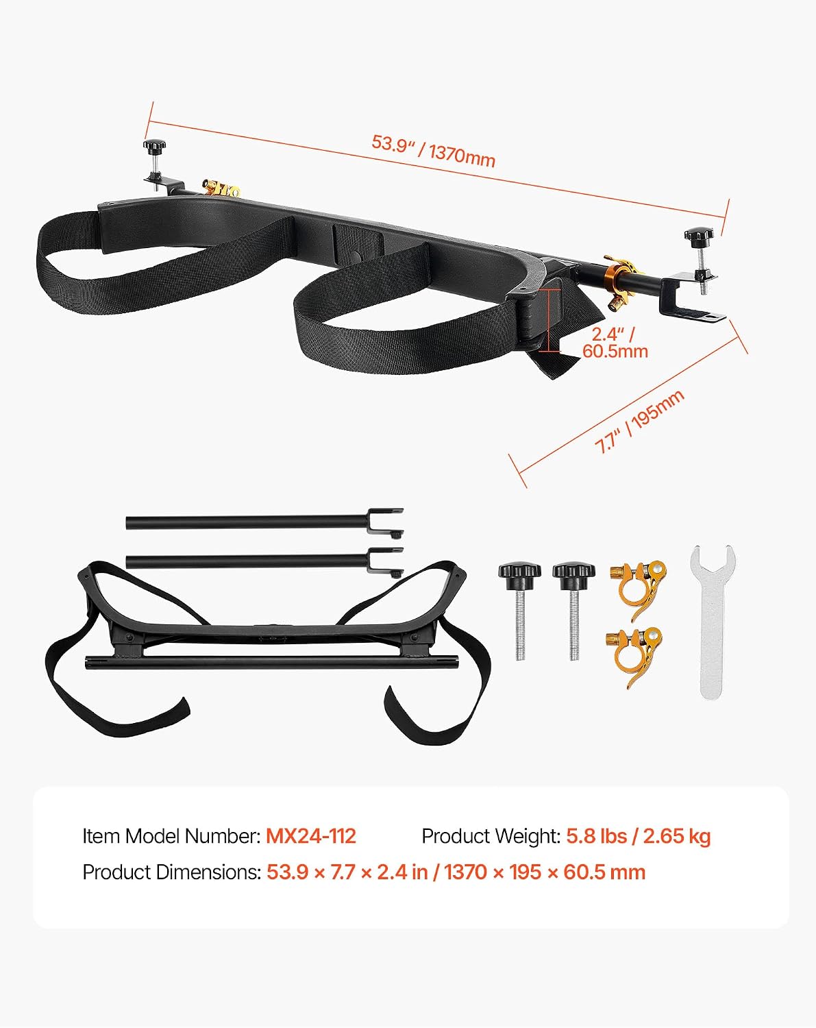 VEVOR Golf Cart Bag Holder, Compatible with Yamaha, EZGO, Club Car, Most Golf Cart Rear Seat with 1.2 Inch Square Tubes, Adjustable Rear Seat Carts Club Holder with Strap, No Drilling Required