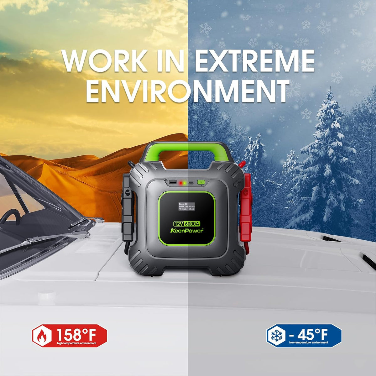 KeenPower 6000A Super Capacitor Jump Starter for All 12V Cars, Jump Box
