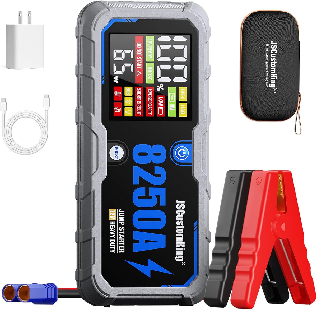 8250A Jump Starter Battery Jump Starter Battery Pack with PD-65W (for All Gas or 10.0+L Diesel), 12V Potable Car Jump Start with 4.01 inch HD Screen, 2 USB Power Bank 24-Months Stand-by Time