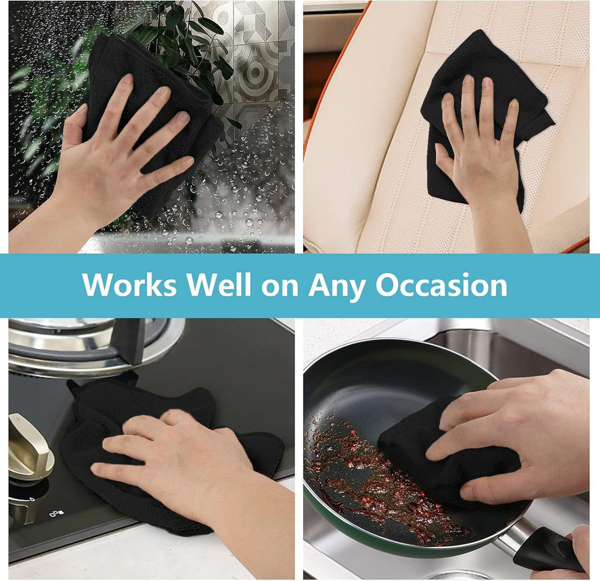 HOMEXCEL 50PK Microfiber Cleaning Cloth, Cleaning Rag for Home, 11.5x11.5in