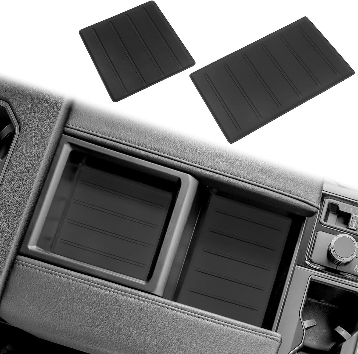 2PC Center Console Tray Liner Compatible with Toyota 2022-2026 Tundra (Only Fit SR,SR5,Limited) & 2023-2026 Sequoia Accessories Center Console Organizer Protective Pad