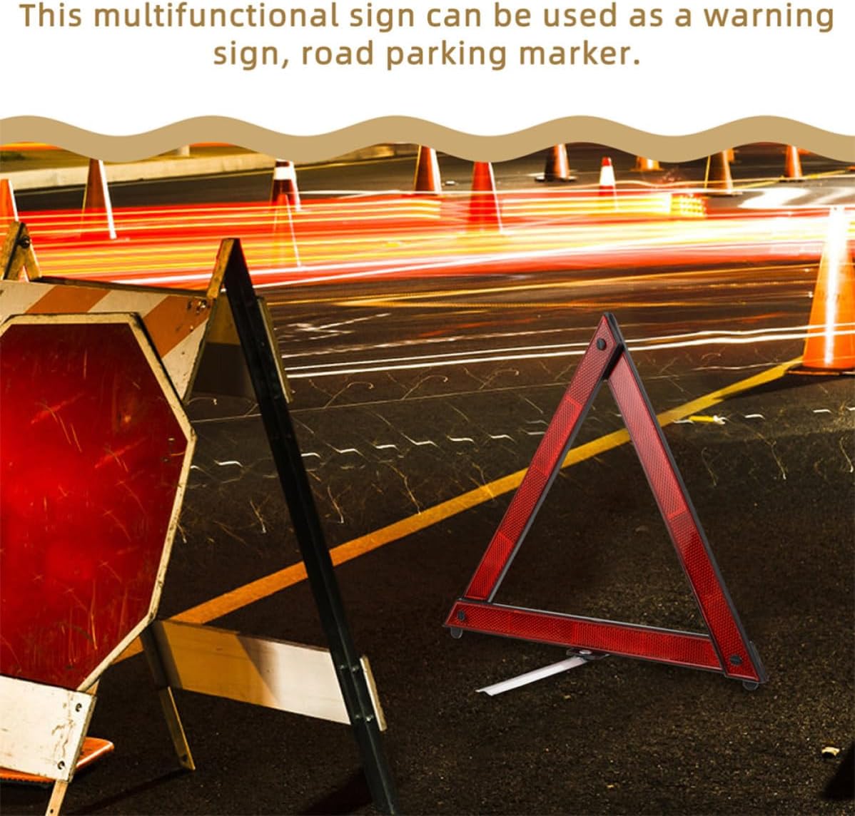 4pcs Roadside Safety Triangles ABS Reflective Warning Signs