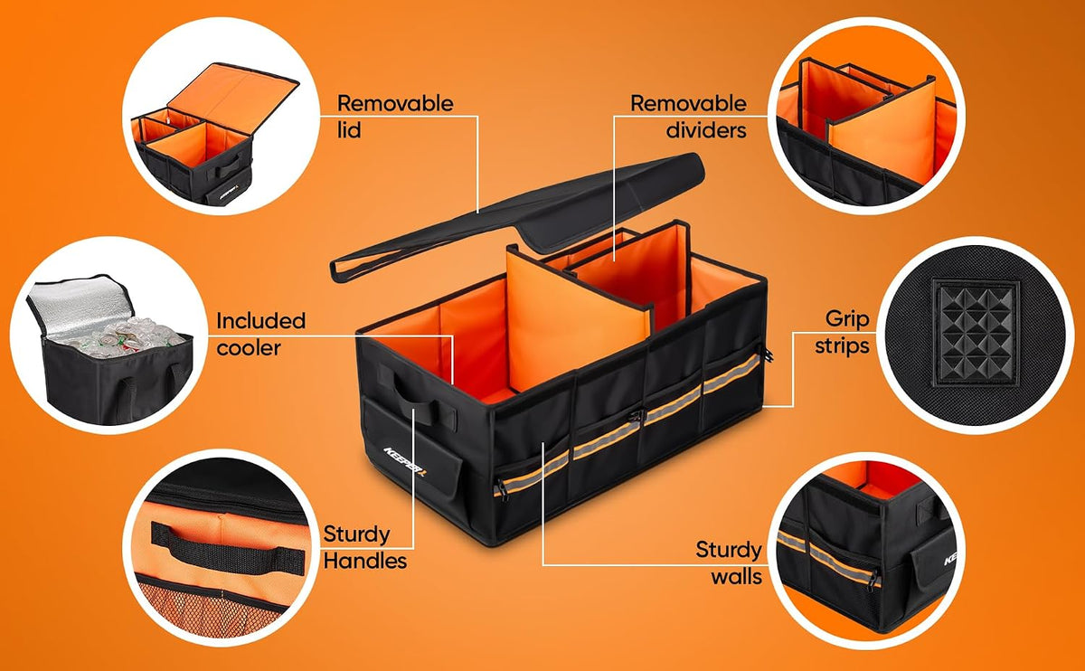 KEEPER 70L Extra Large Trunk Organizer with Cooler for SUV, Car & Minivan