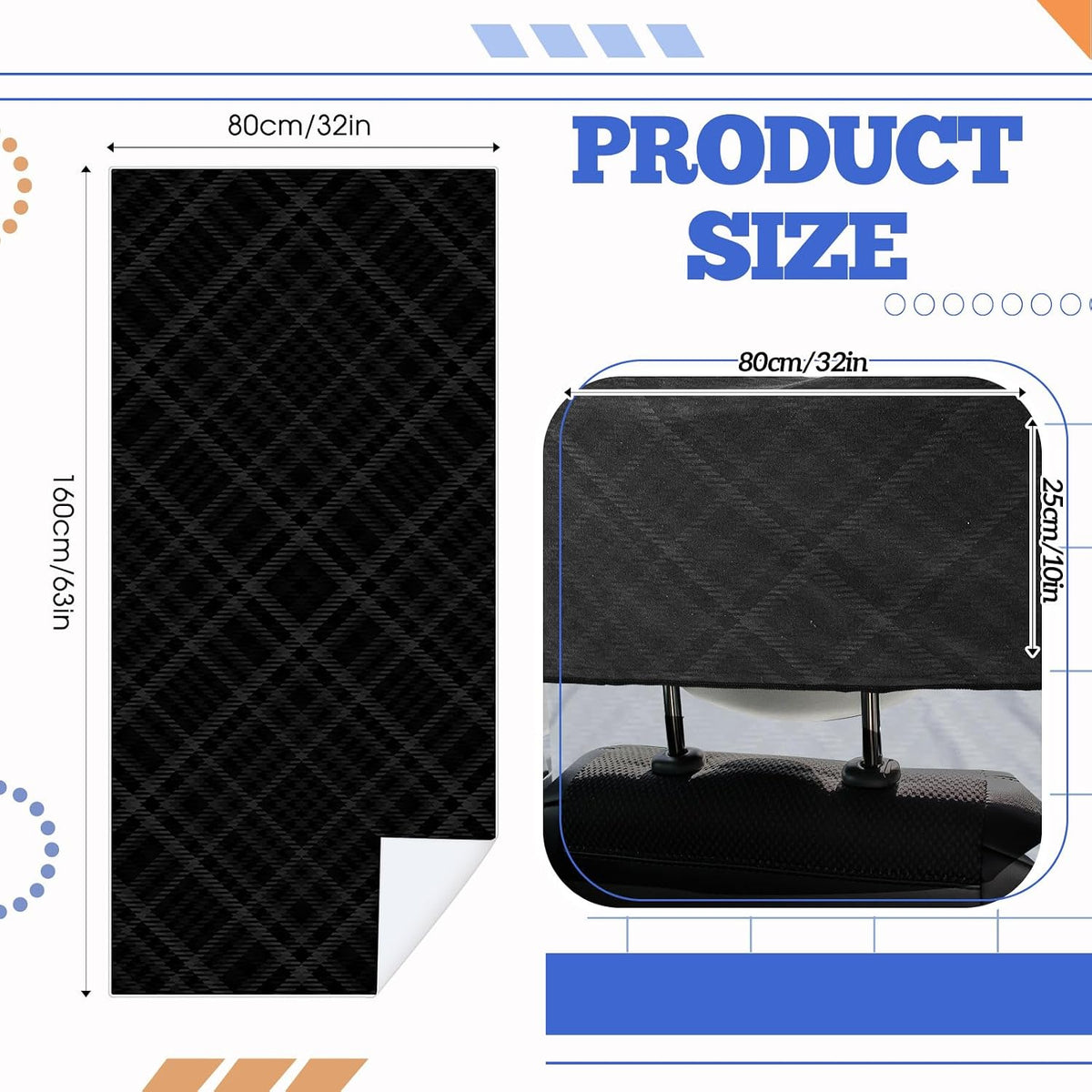 Hahafelt 2 Pack Car Seat Towel Cover with Storage Bag, Black Plaid