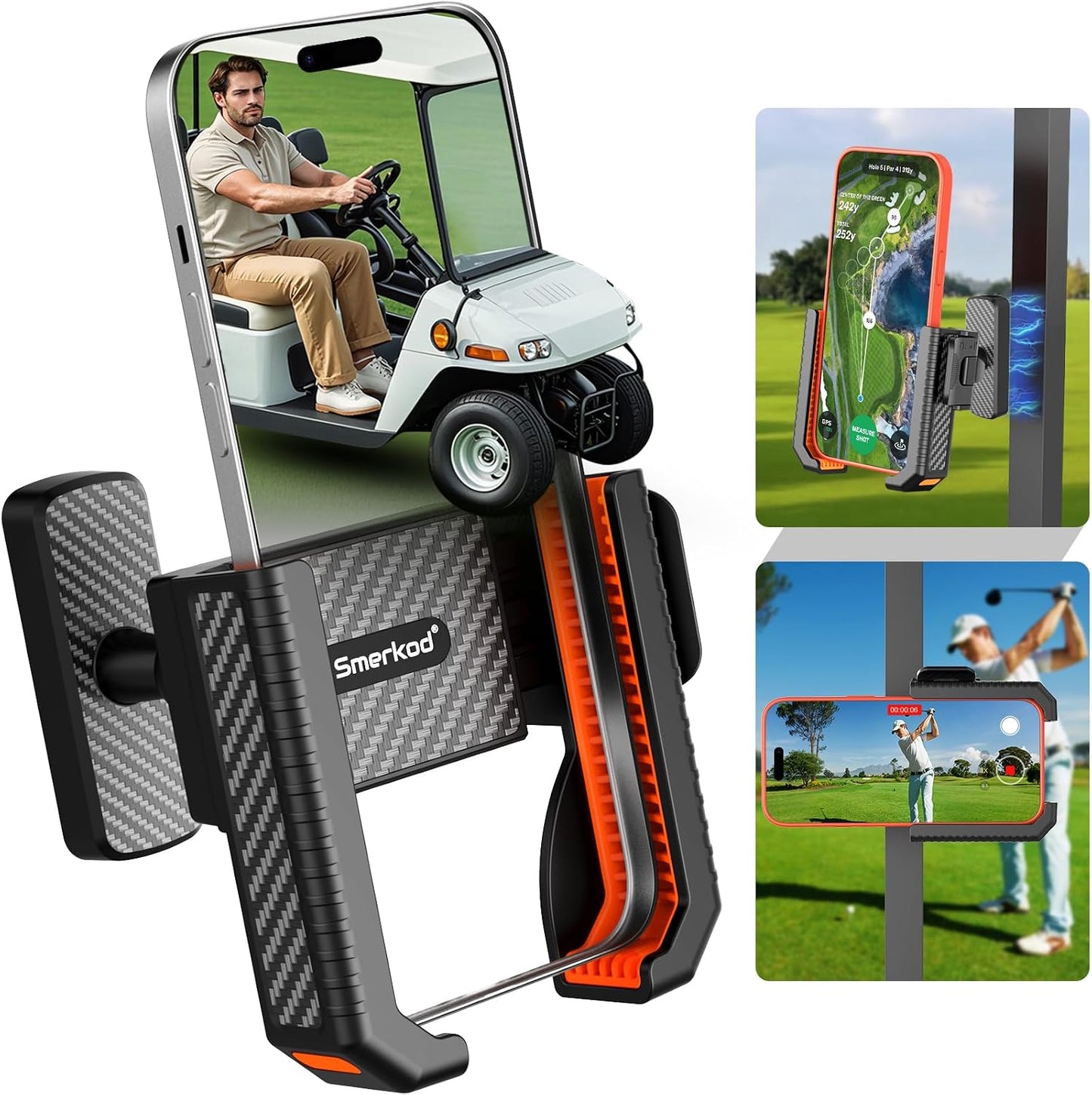 Magnetic Golf Cart Phone Holder,8 N56 Strong Magnet,1s Lock/Release | Golf Gifts for Men Dad Father Husband Him Golfer, Golf Accessories Essentials Gadgets Phone Mount Fits Club Car, EZGO, Yamaha