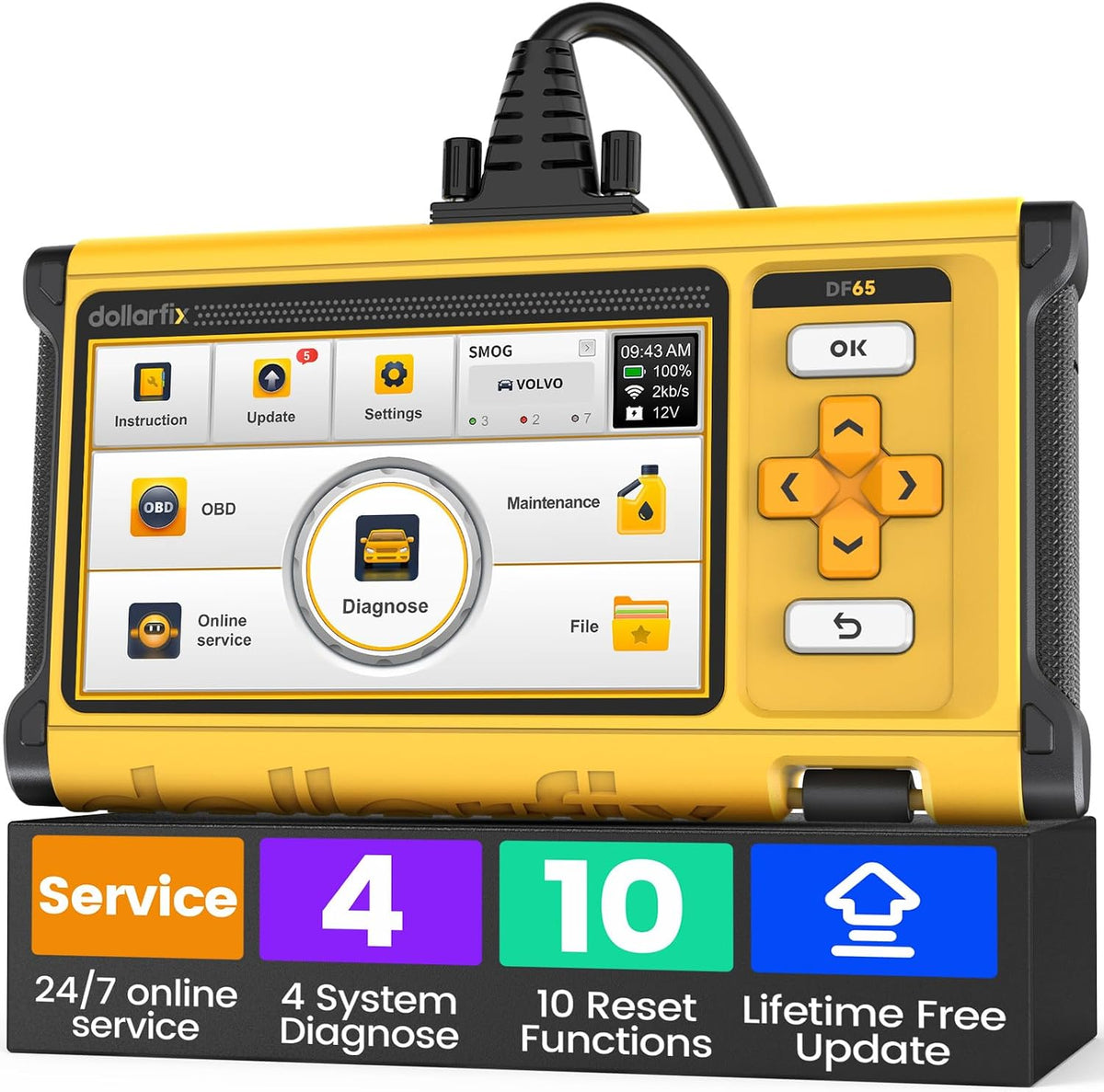 OBD2 Scanner Diagnostic Tool - 4 System BIDirectional Scan Tool for Car 10 Resets Services Active Test Oil/EPB/SAS/TPMS/Throttle/INJEC Auto VIN Lifetime Update