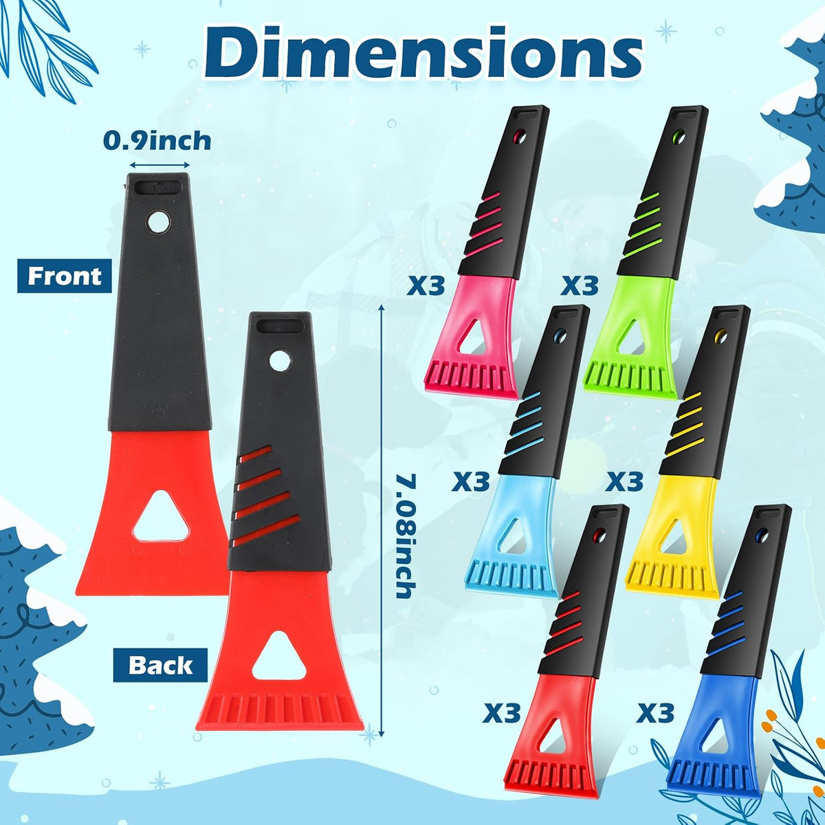 Frienda 6 Pcs Plastic Ice Scrapers for Car Freezer Frost Remover Scoop Auto Windshield Scraper Freezer Defrost Ice Shovel for Car Windshield Cleaning Tool Winter Auto Accessories