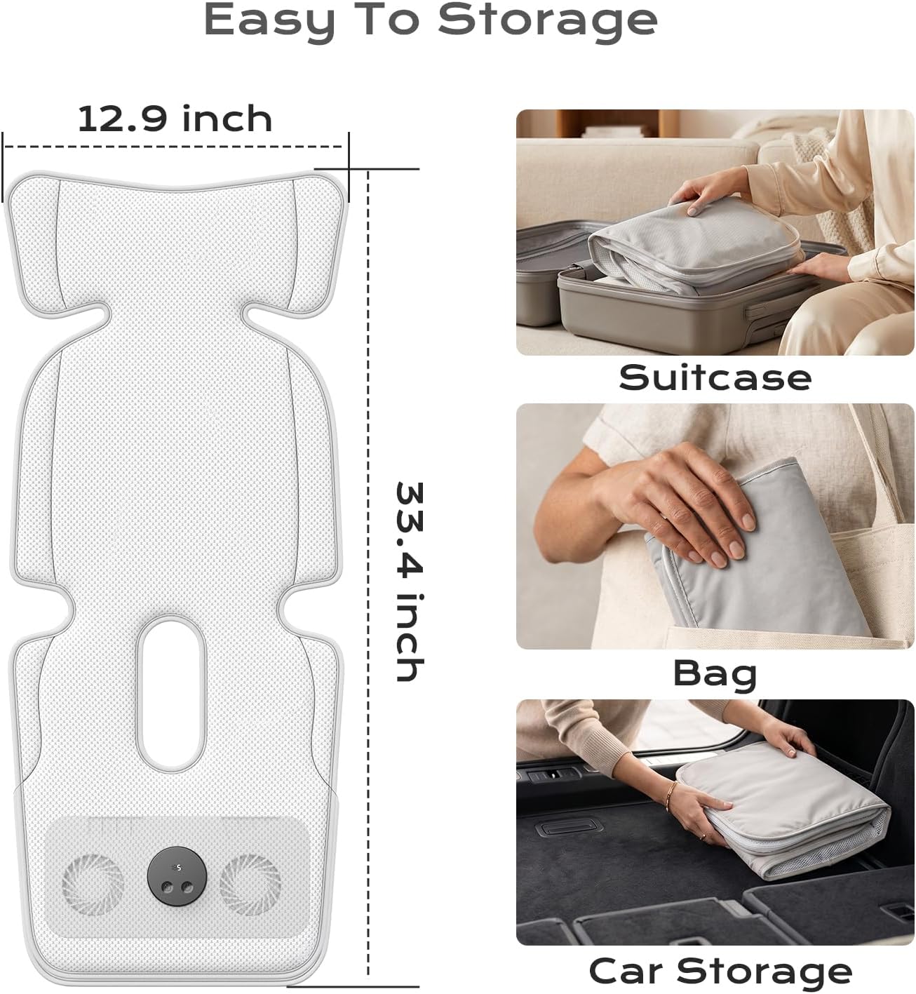 Stroller Cooling Pad with Fan for Baby, 10000mA Rechargeable Battery Baby Car Seat Cooling System for Backseat, Max 10H Ventilation 3 Speeds Cooling Mat Liner for Toddler Boys Summer Essentials