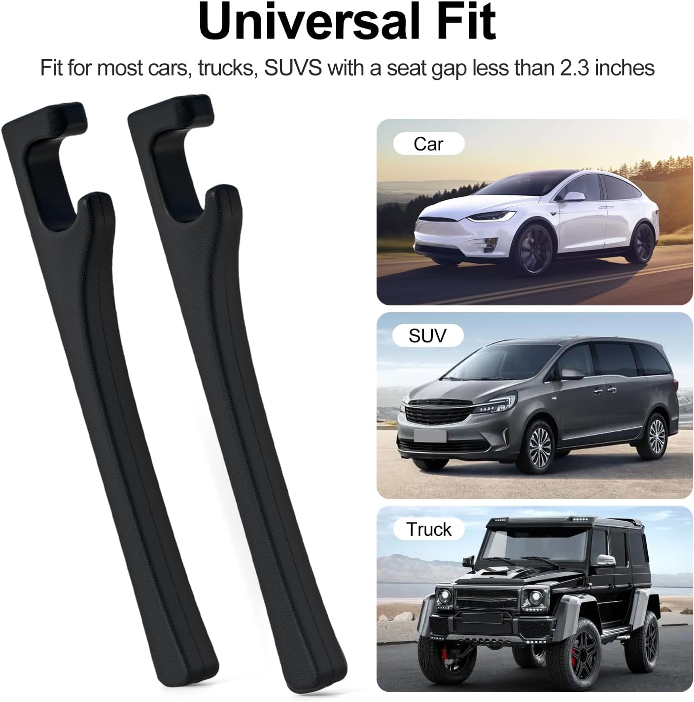 JAGASOL Car Seat Gap Filler, Universal Fits Car SUV Truck PU Leather Crevice Blocker, Between Seat and Center Console, Stops Cellphone Wallet Keys Coins from Dropping, 2 Pack Black
