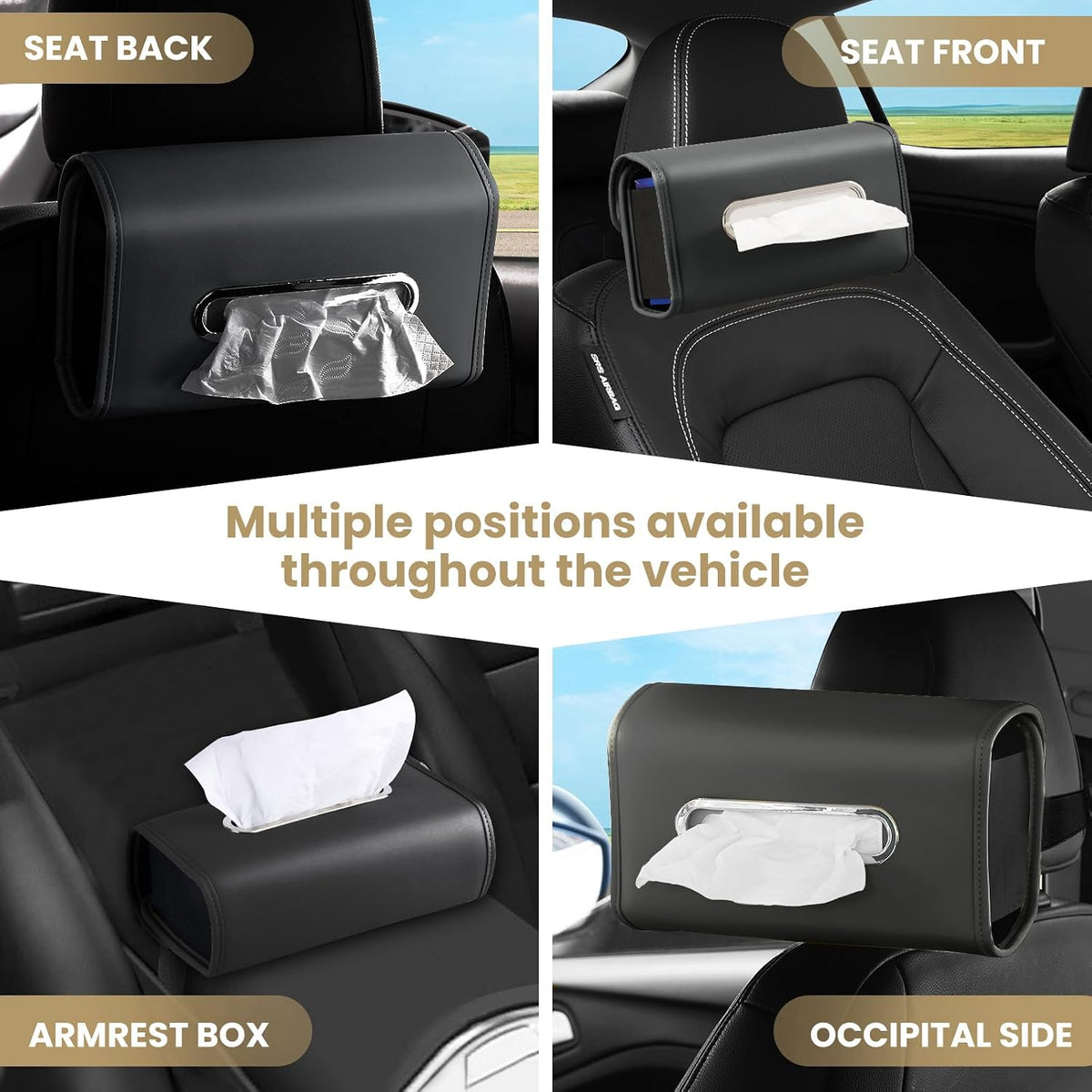 WHHMK Large Car Tissue Holder, Refill Easily Clamshell Opening, Black 1PC