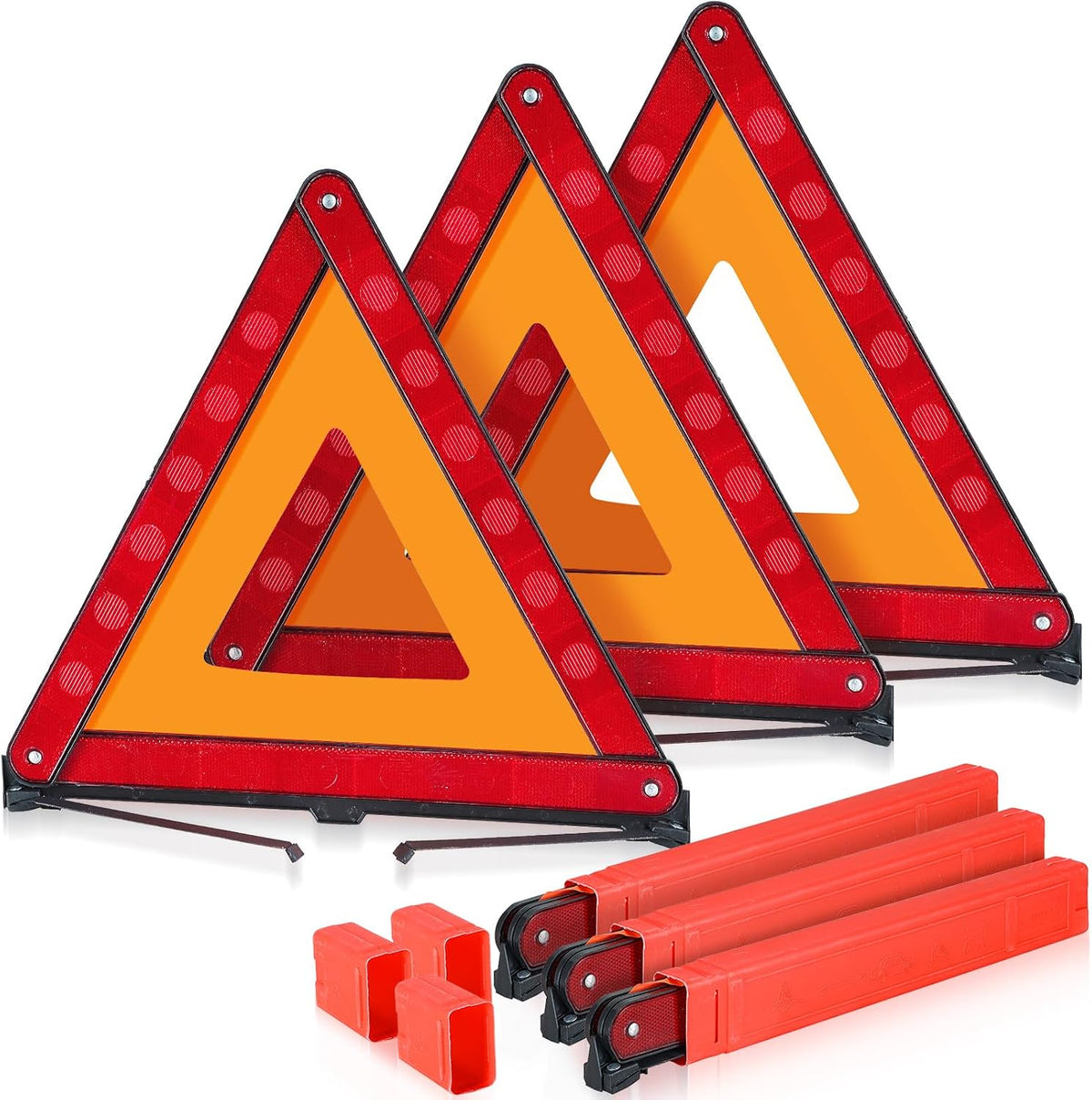 MAOPINER 3 Pack Reflective Emergency Warning Triangles with Case