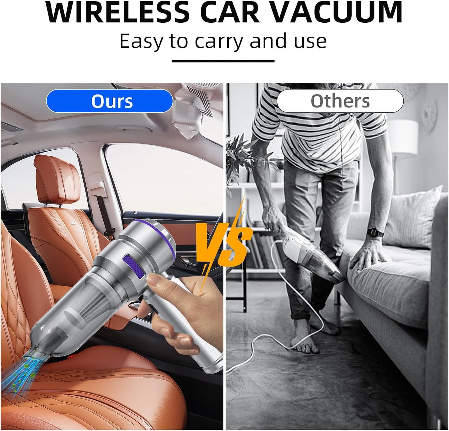 Car Vacuum Cleaner High Power - 22000PA Portable Car Vacuums 4 in 1 Compressed Air Duster & Blower Hand Held Vacuum Cordless with Brushless Motor for Cars Home Office Camping Ideal Gifts for Men women