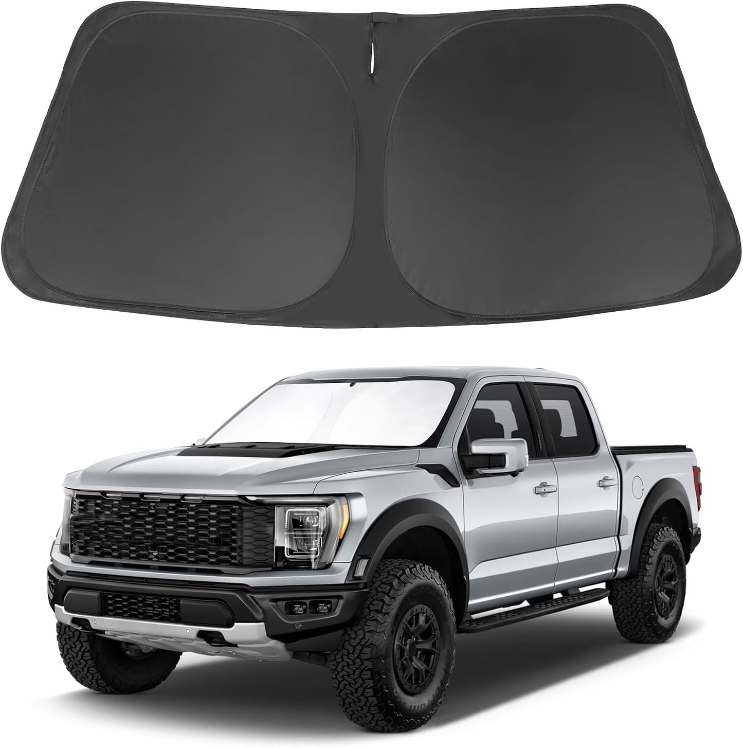 Windshield Sun Shade Compatible with 2015-2021 2022 2023 2024 2025 2026 Ford F150 F-150 (Lariat, King Ranch, Platinum, XL XLT Limited Raptor) Accessories Sunshade Shield Protector