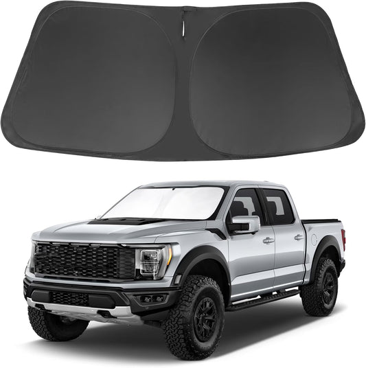 Windshield Sun Shade Compatible with 2015-2021 2022 2023 2024 2025 2026 Ford F150 F-150 (Lariat, King Ranch, Platinum, XL XLT Limited Raptor) Accessories Sunshade Shield Protector