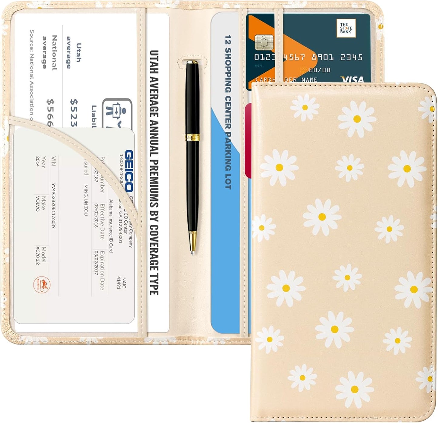 CoBak Car Registration and Insurance Holder | Vehicle Glove Box Organizer, Auto Truck Compartment Document Case with Magnetic Closure for Insurance &amp; Driver License
