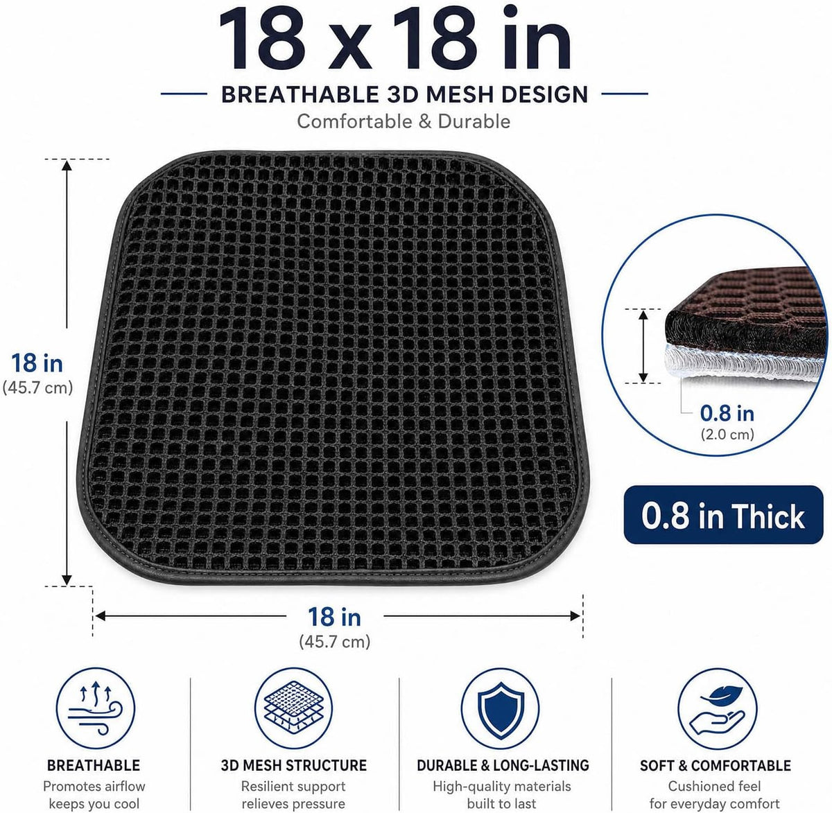 New Summer Cooling Ventilated Big Air Mesh Seat Cushion Pad for Car,Universal Breathable Vented Seat Cover Fits Car SUV Truck Van Pickup for Driving Seat(Black-SeatCushion-1Pcs)