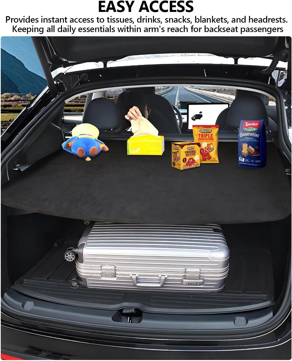 Trunk Cargo Cover for Tesla Model Y Juniper 2025 2026 Trunk Storage Board Model Y Accessories Storage Dividers Layered Partition Board Shield Shade Anti-Spy Luggage Privacy