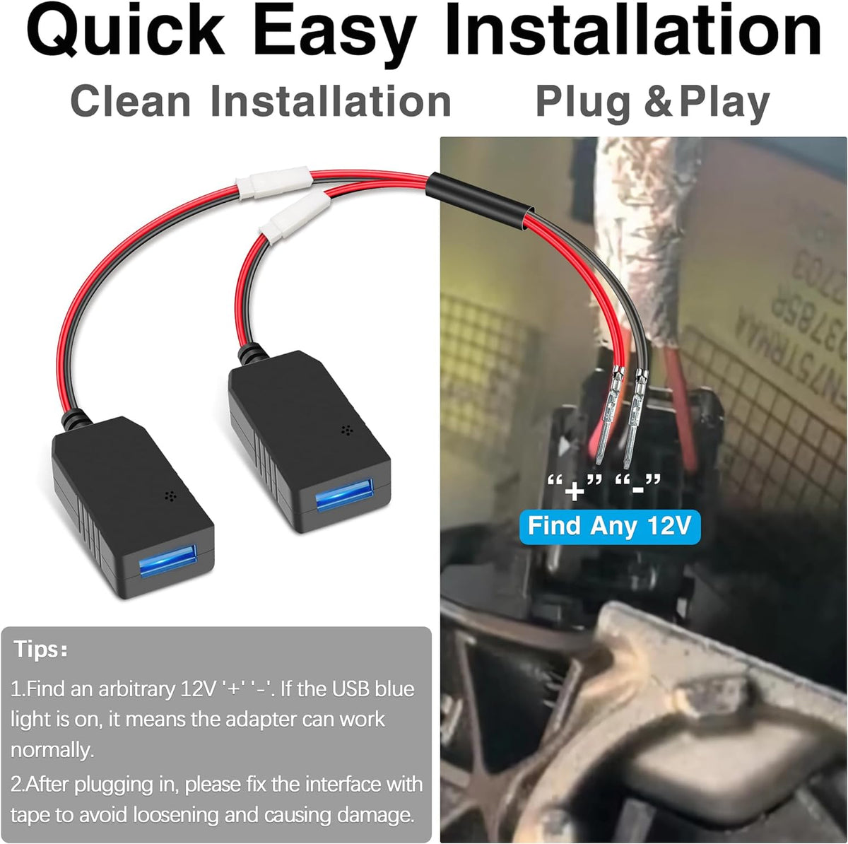 Universal Dashcam Power Adapter，Dual DC Buck Converter 12V to 5V