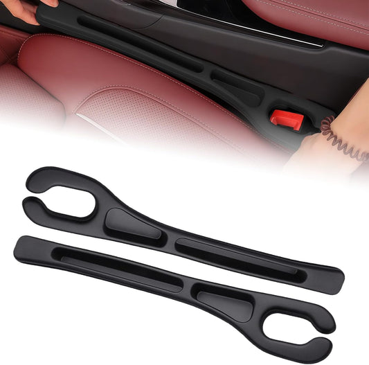 Car Seat Gap Filler, 2 PCS Car Seat Gap Filler Organizer with Storage Slot, Anti-Drop Side Console Storage Pocket, Universal for Auto SUV Truck Interior Accessories, Black