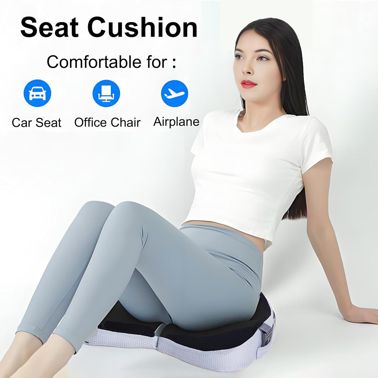 Travel Seat Cushion For Airplane, Small Foldable Hemorrhoid Pillow | Compact Airplane Seat Cushion For Long Flights, Travel Essentials For Comfort, Seat Cushion For Sciatica Pain Relief