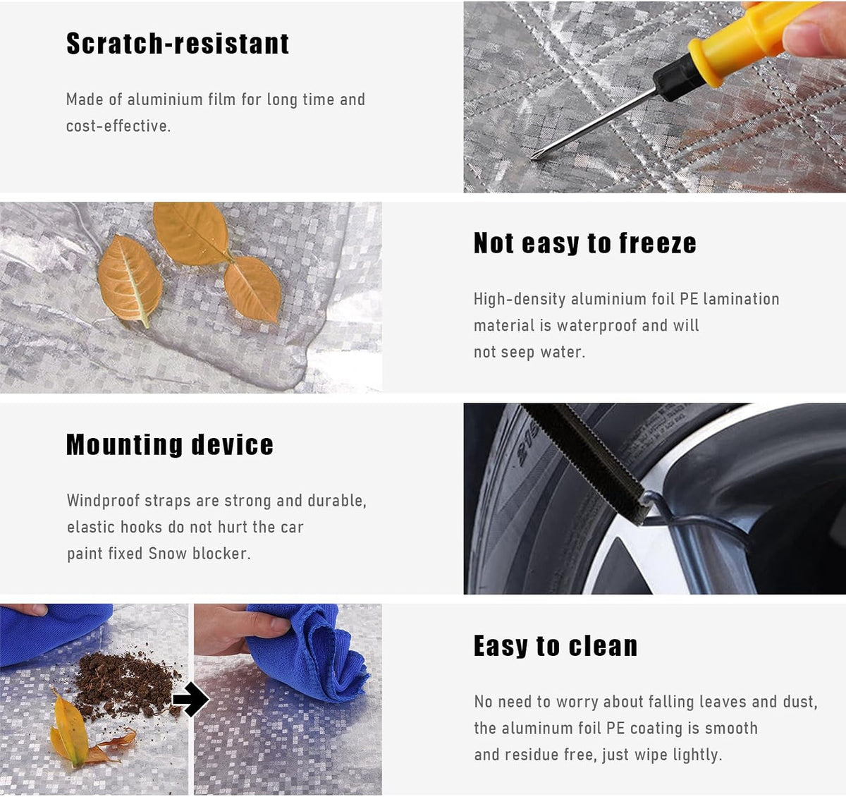 Ohleats Car Windshield Snow Cover, Thickened Windscreen Snow Ice Cover with Side Mirror Cover, Windproof Winter Frost Protector with Storage Bag for Auto SUV Truck, Car Accessories