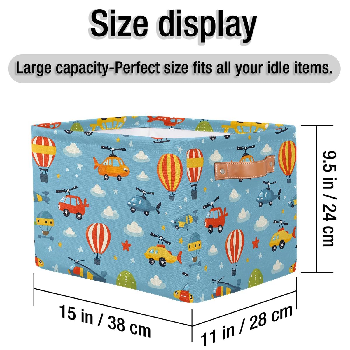 Cars Helicopters Storage Baskets for Organizing, Fabric Collapsible Storage Bins Box Cartoon Decorative Toy Organizer Baskets for Closet Shelves Gift Basket 1 Pc