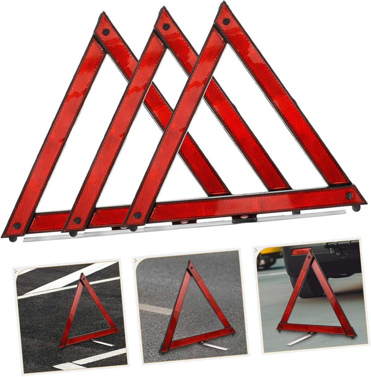 3pcs Reflective Road Emergency Triangles Portable ABS Safety Signs