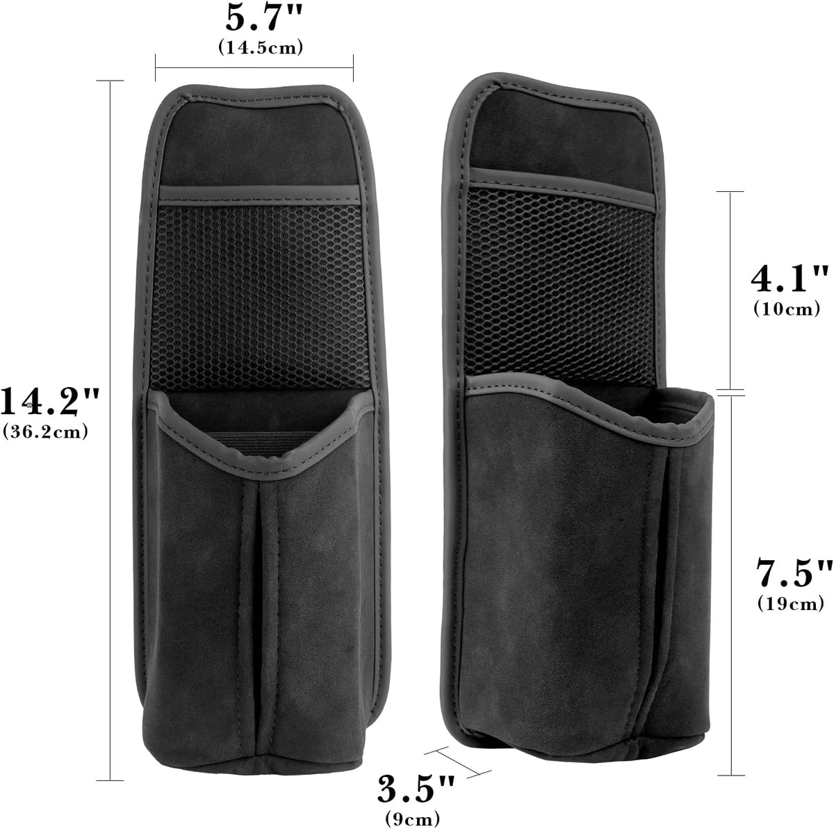 Linkidea Car Seat Side Large Water Bottle Holder Compatible with Owala FreeSip 24oz/32oz, Yeti Rambler 26oz/36oz, Auto Seat Large Car Bottle Hanging Storage Organizer with Mesh Pocket, Black