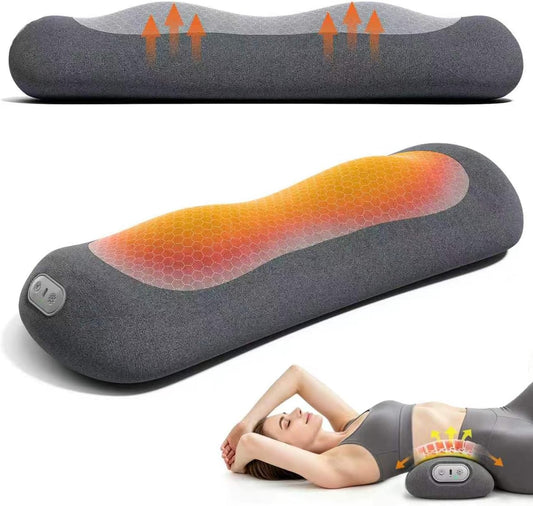 Yunari 2026 Upgraded Cordless Triple Fusion Back Massager, Lumbar Support Pillow with Heat, Vibration and Dual Airbag Stretching, Ideal for Home, Office, Car and Travel(Gray,5.79"/10.91"/7.68")