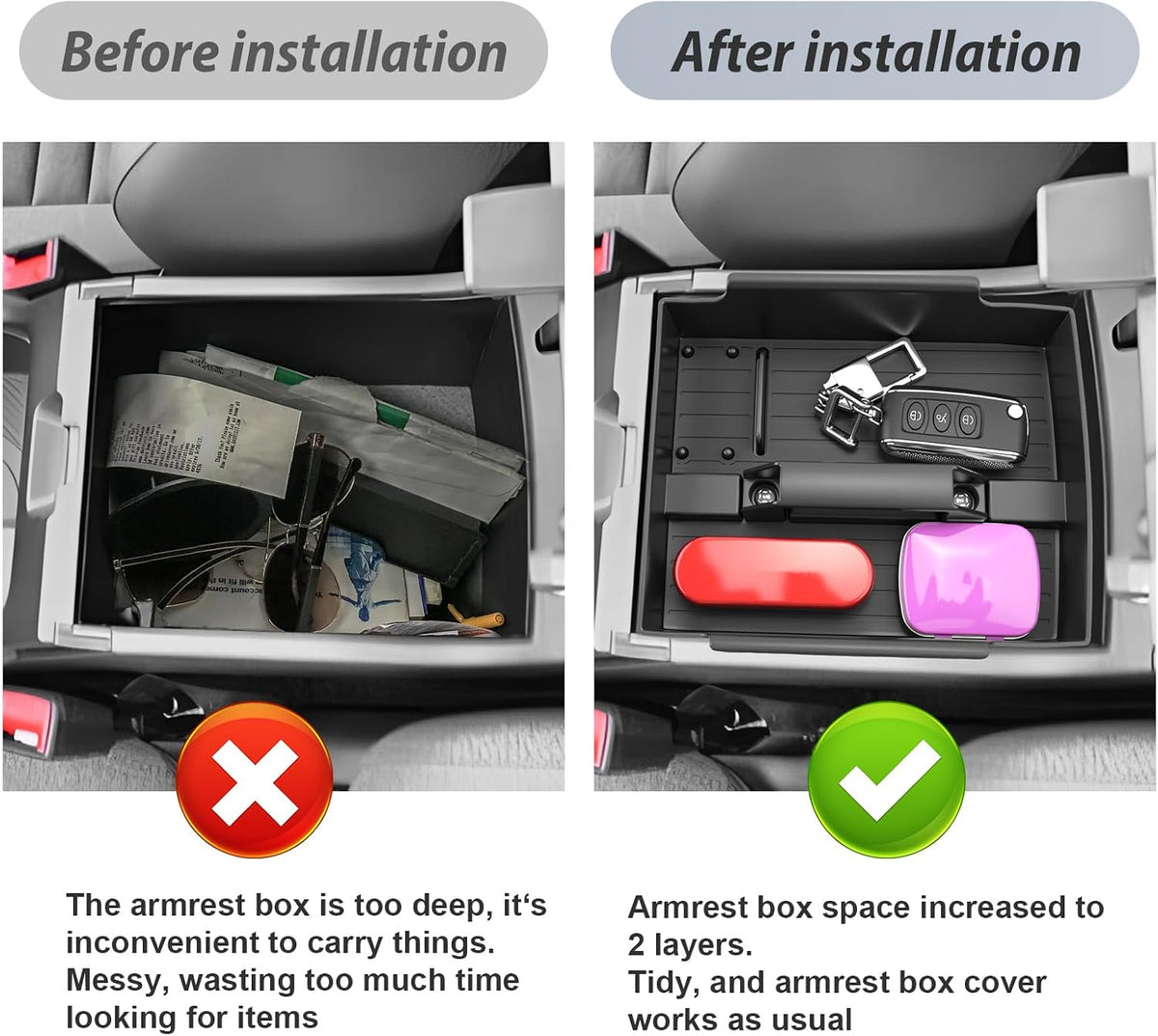 SKTU for 2025 2026 Kia K4 Center Console Organizer for 2025+ Kia K4 (LX/LXS/EX/GT-Line/GT-Line Turbo)/ 2026+ Kia K4 Hatchback Console Tray K4 ABS Middle Console Tray Kia K4 2025 2026 Accessories