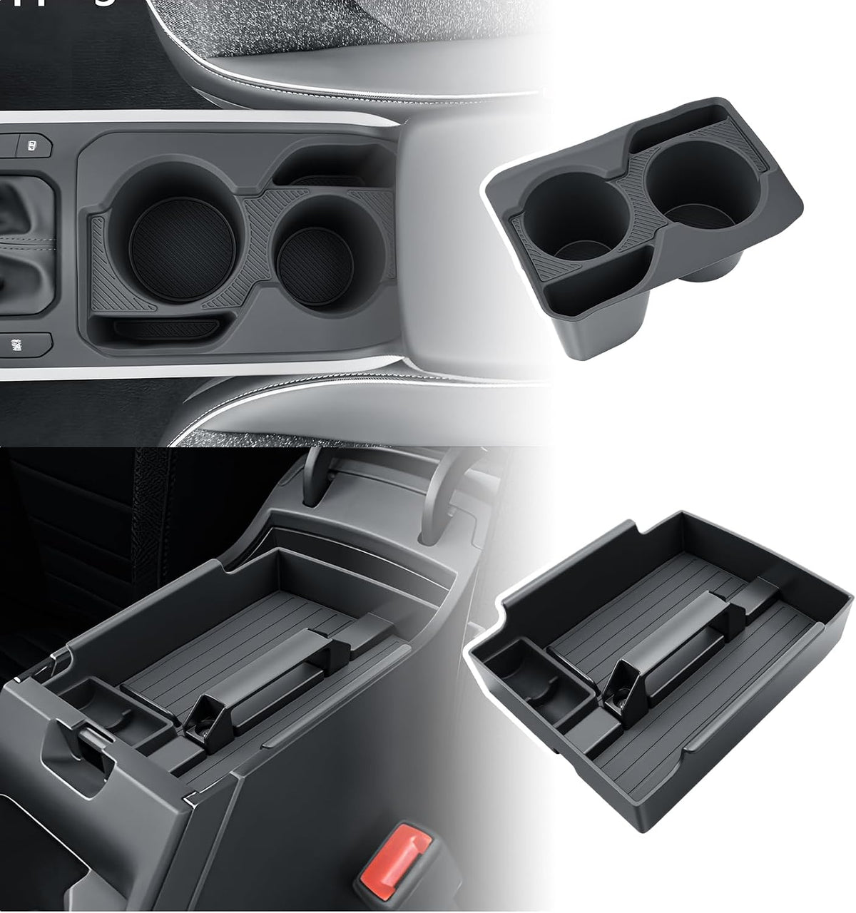 BIBIBO 2Pack for 2025 2026 Kia K4 Center Console Organizer 2025-2026 Kia K4 /2026 K4 Hatchback Console Tray +Cup Holder Insert Organizer 2025+ Kia K4 Accessories