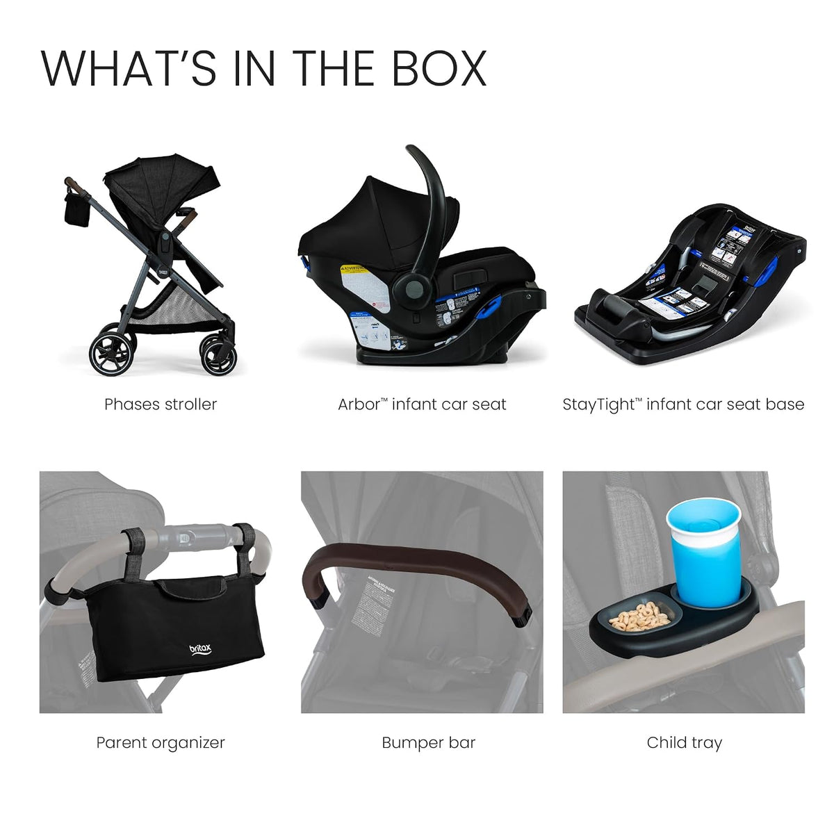 Britax Phases Travel System with Arbor Infant Car Seat — Raven Black