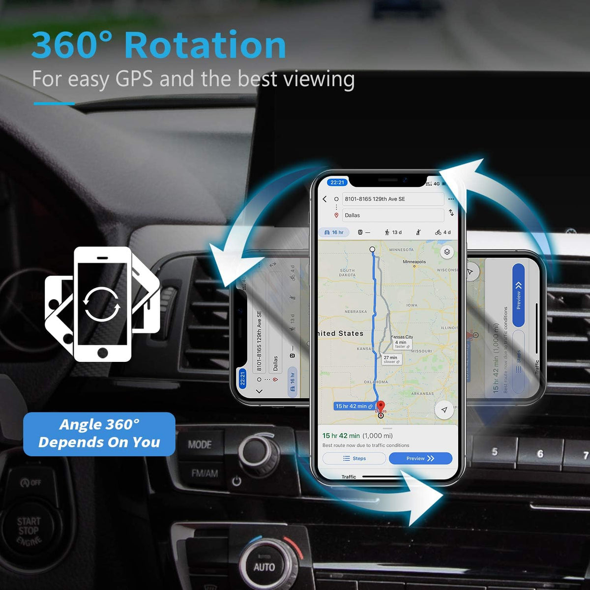 Magnetic Phone Car Mount, [2 Pack] Air Vent Car Phone Mount Holder, Phone Holder for Car with Twist-Lock Base, Compatible with All Smartphones