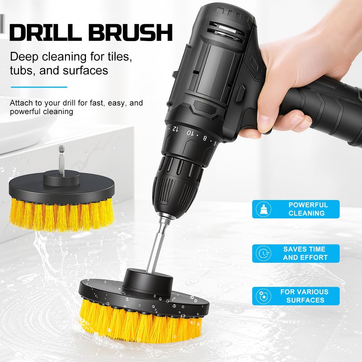30Pcs Drill Brush Set for Car Detailing, Bathroom, Carpet, Tile Grout