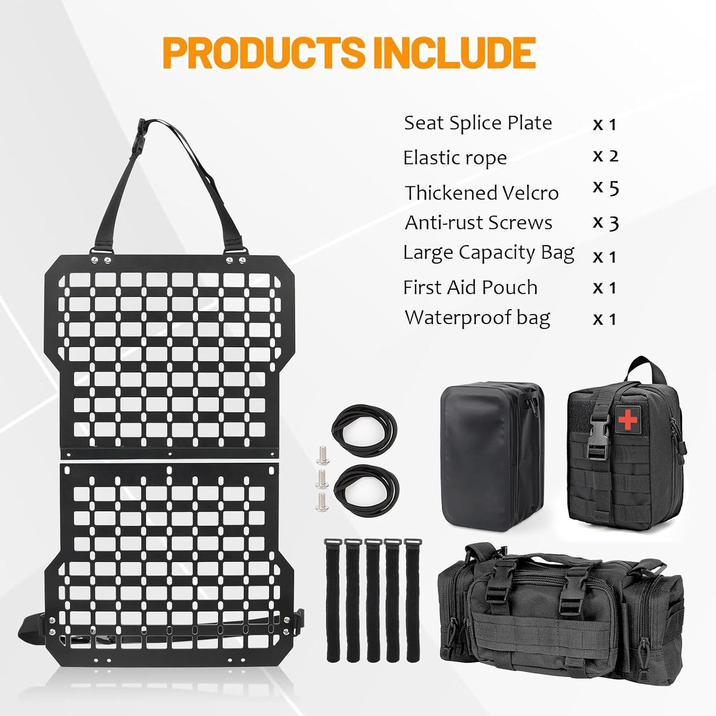 Tactical Truck Organizer with MOLLE Panel and 3 Storage Bags - Modular Tailgate Panel Vehicle Seat Cover