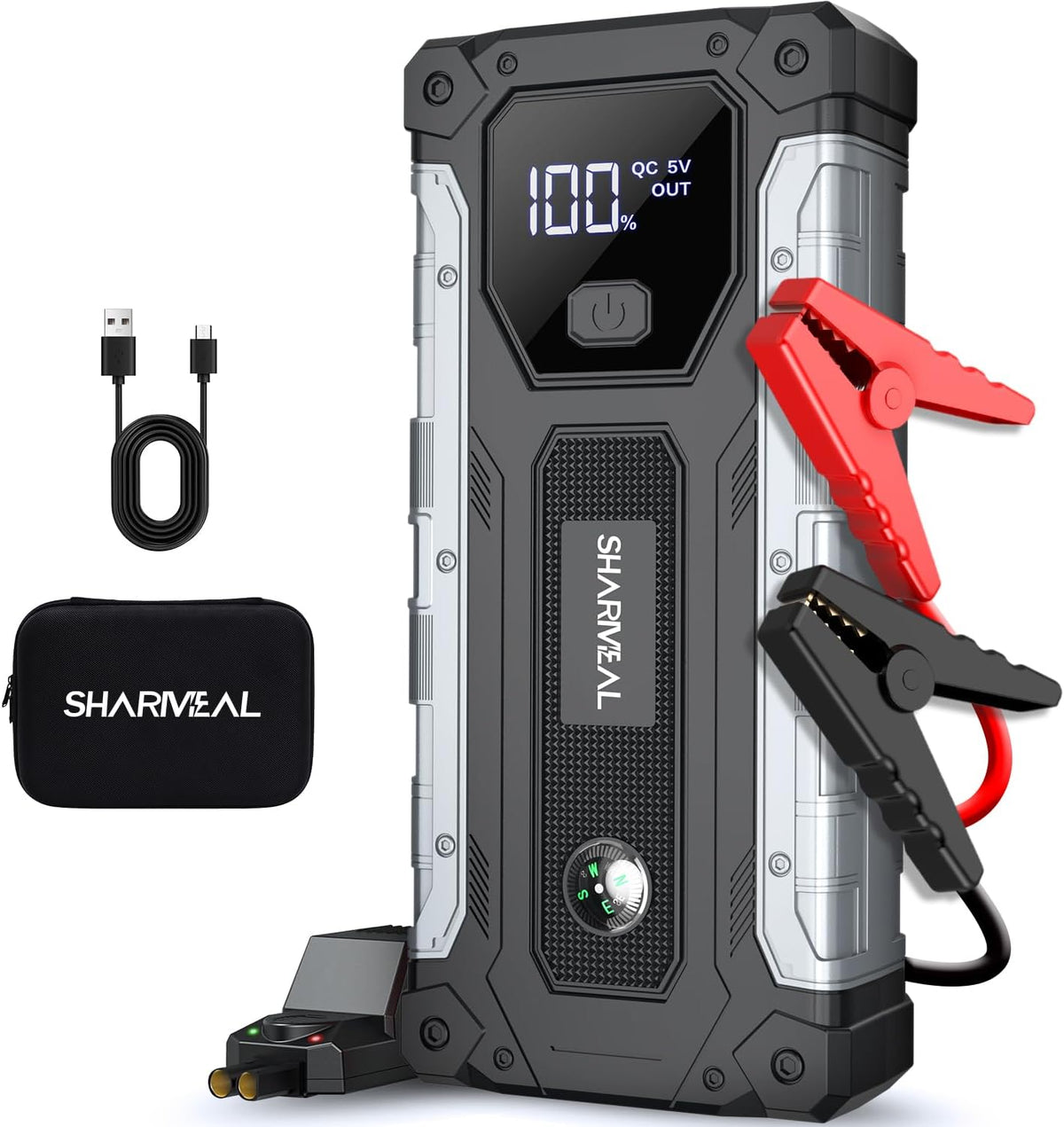 Sharmeal Car Jump Starter 7000A, Jump Starter Battery Pack for All Gas and 12.0L Diesel, 12V Portable Jump Box with LED Light