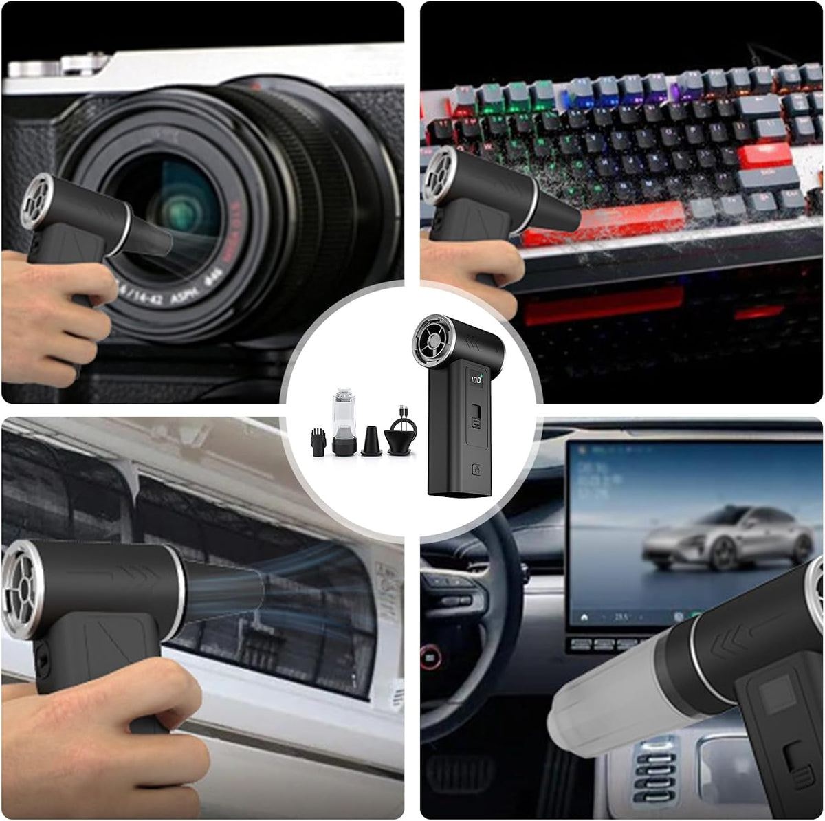 High Power Car Vacuum Cleaner Handheld Fan Blower Efficient Filtration System ABS Pet Hair Removal ABS Car Cleaning Tool