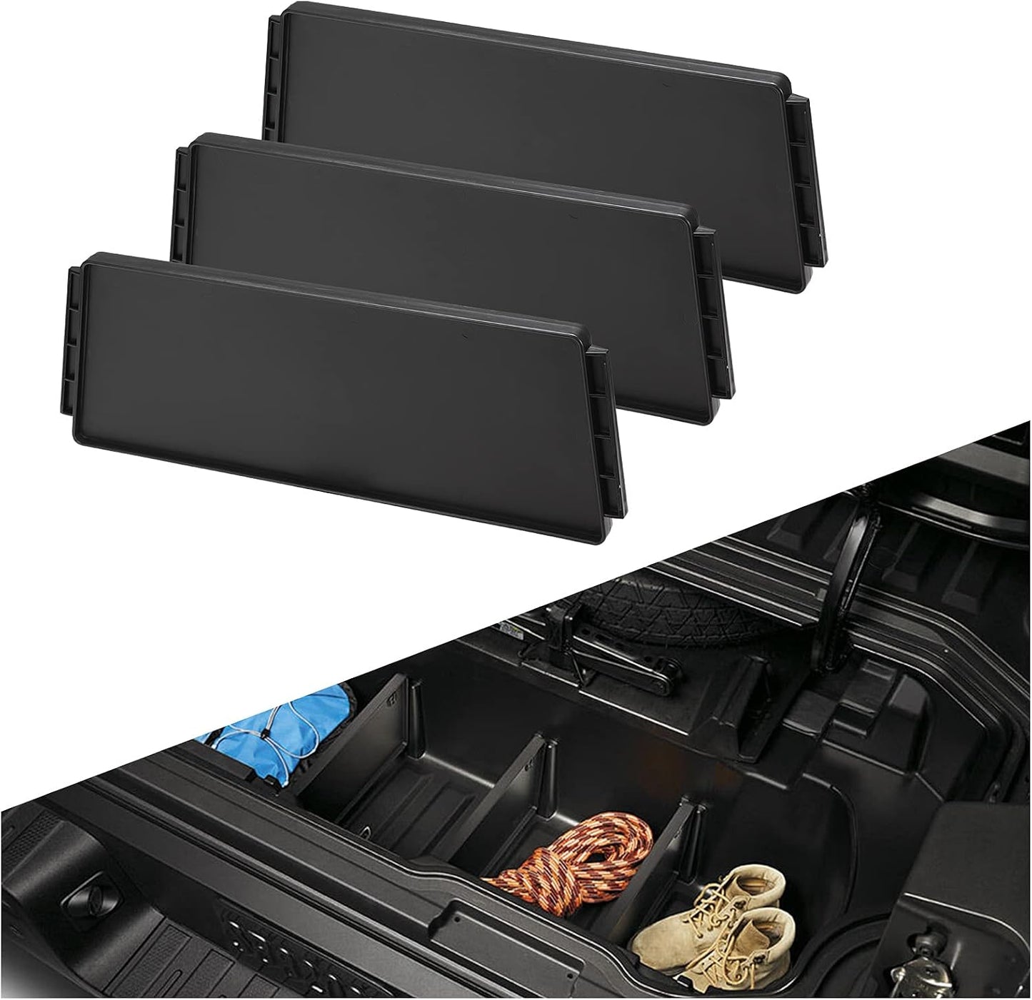 HAKA TOUGH Trunk in-Bed Dividers,Trunk Cargo Dividers Compatible for 2017-2026 Honda Ridgeline Accessories Rear Storage Box partition Replace OEM# 08U35-T6Z-100