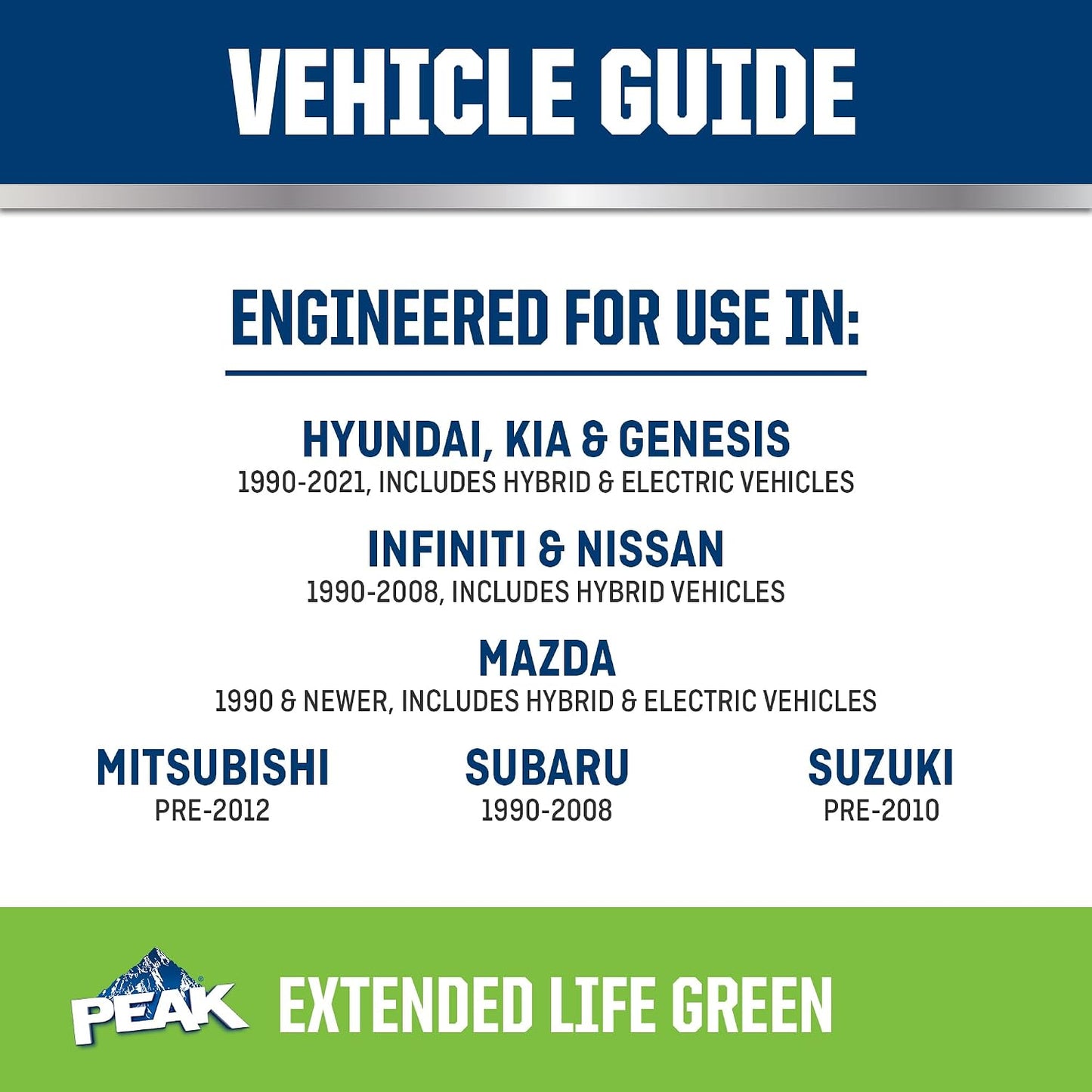 PEAK OET Extended Life Green Concentrate Antifreeze/Coolant for Asian Vehicles, 1 Gal.