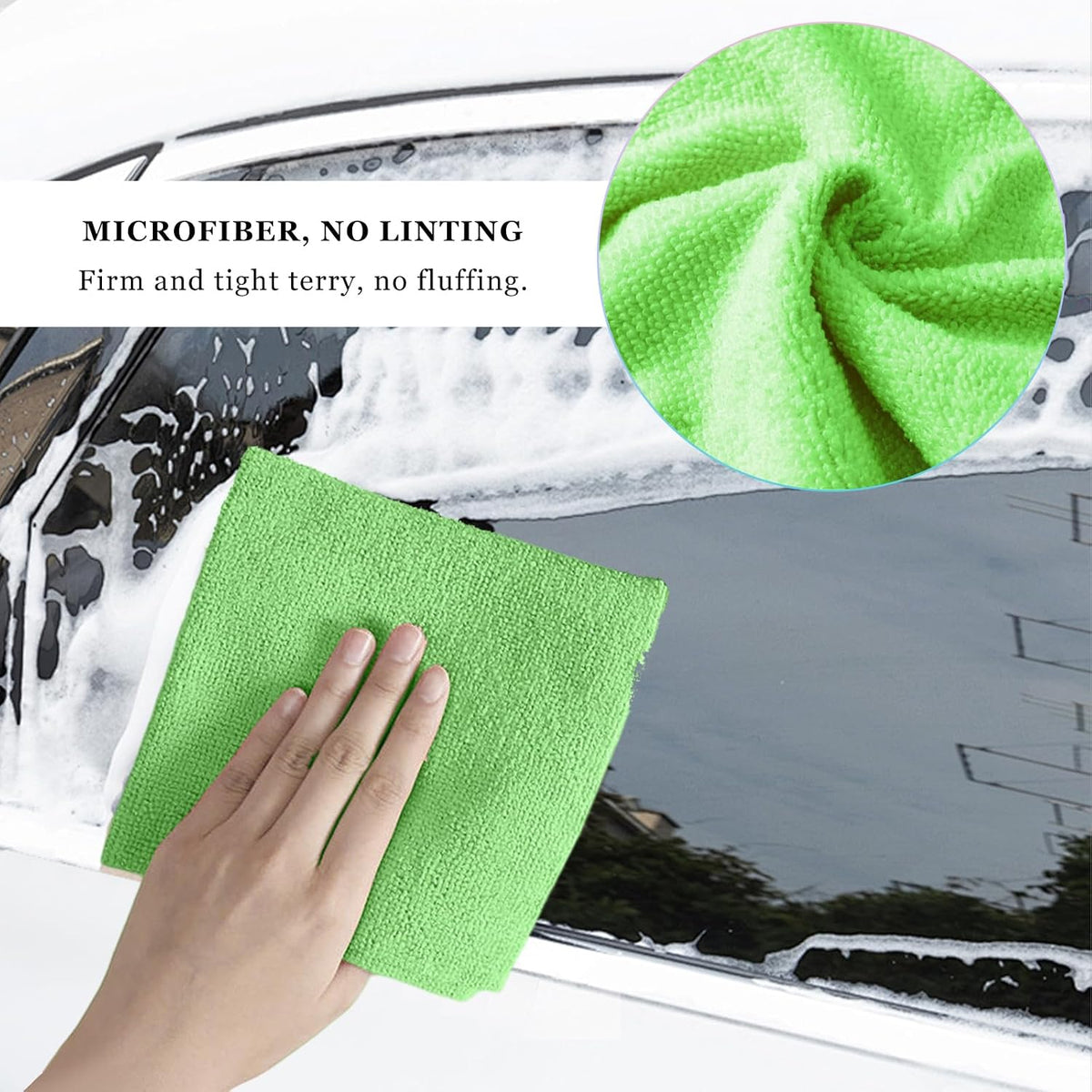 50PCS Microfiber Towel Roll, 12×11.6 inch Washable Tear Away Cleaning Cloth, Reusable Ultra Absorbent Rags Scratch Free Quick Drying Towel Roll, Lint-Free Cloth for Car (Green)