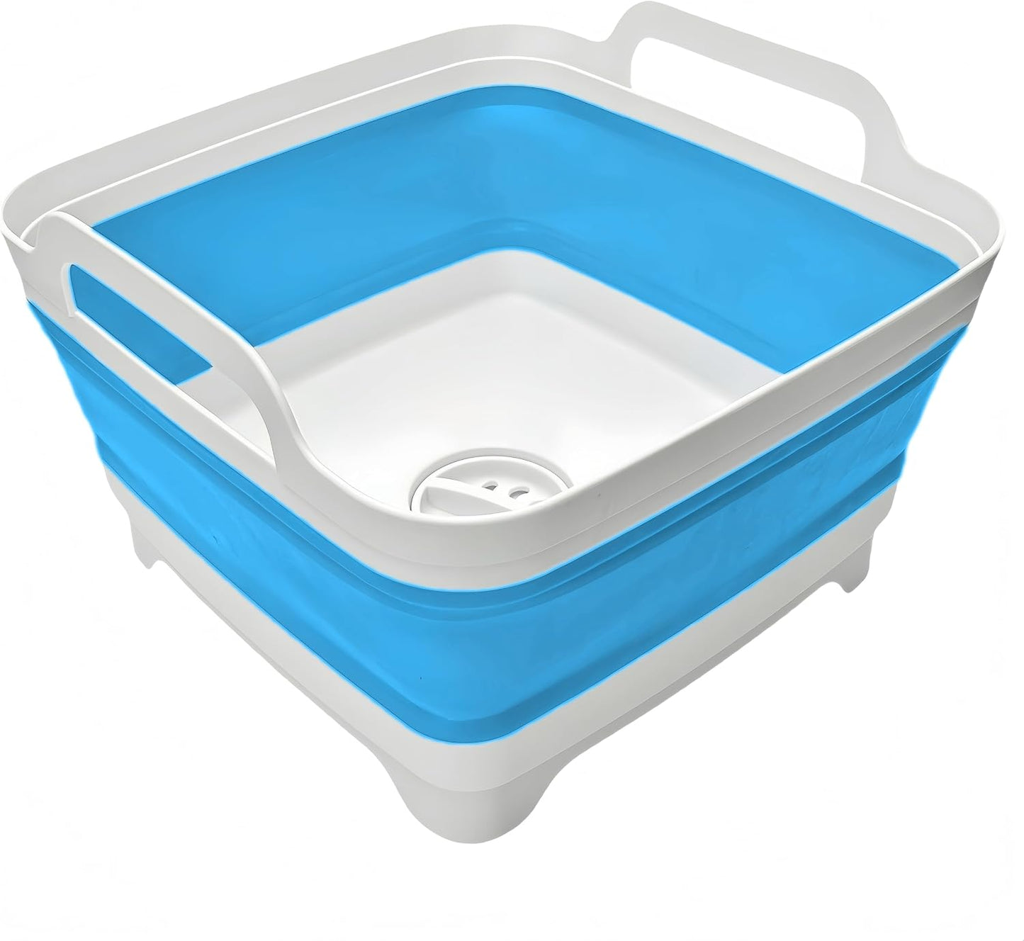 MontNorth Collapsible Basin Bucket,9L Collapsible Dishpan with Drain Plug for Kitchen Sink,5L Portable Foldable Small Plastic Water Supplies for Outdoor Garden Camping Fishing Car Wash(Sets of 2)