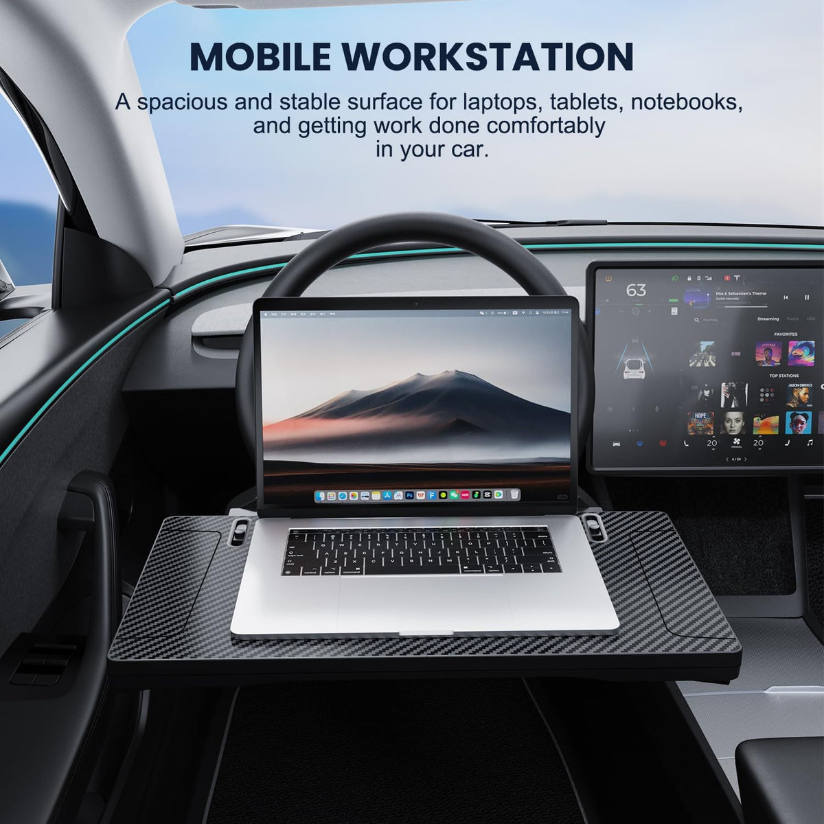 Tesla Model Y 3 Steering Wheel Desk Tray Car Laptop Seat Gap Organizer