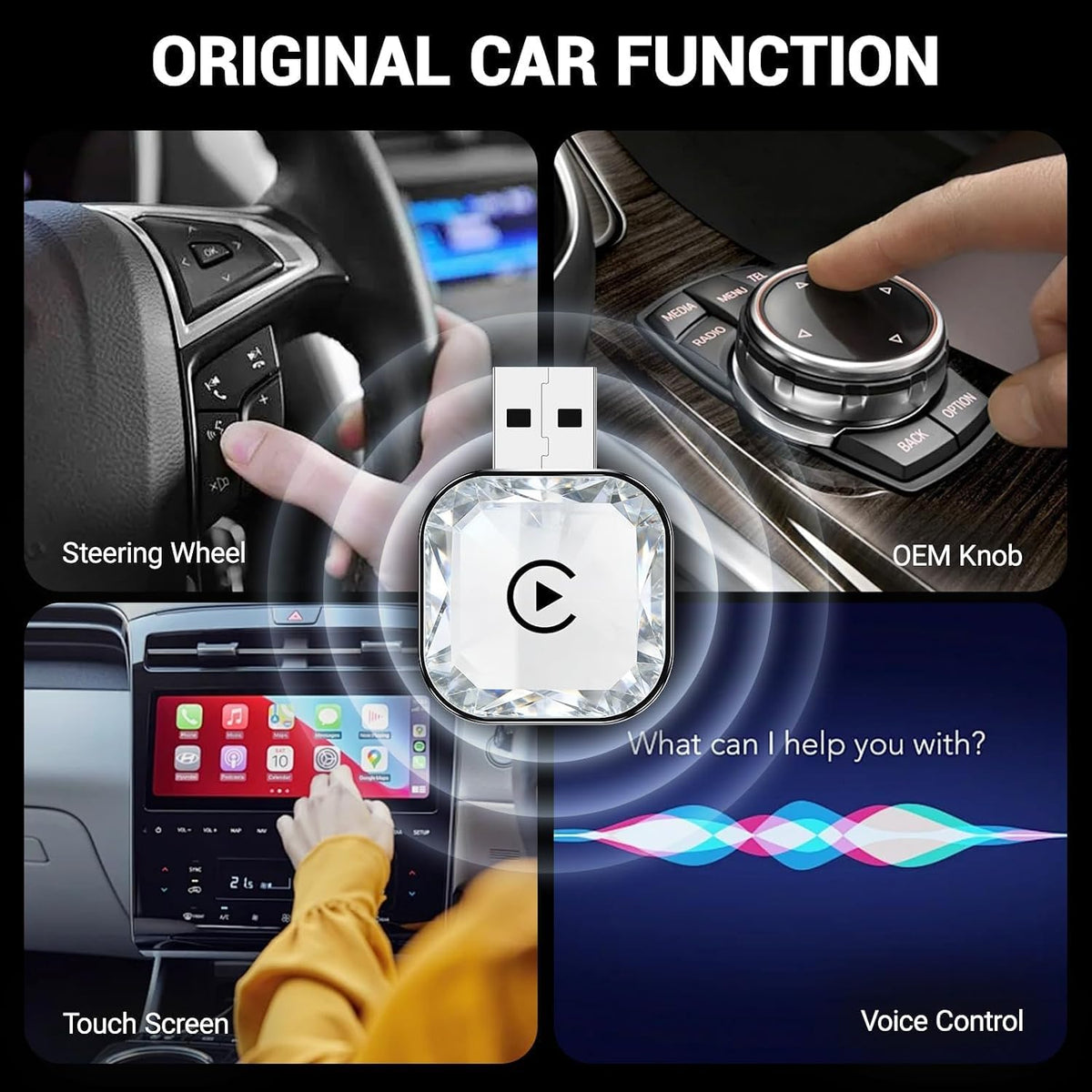 2026 Wireless CarPlay Android Auto Adapter, 2-in-1 Wireless CarPaly Dongle, Fast Auto-Connect, Vented Cooling, Plug and Play for OEM Factory Wired CarPlay Vehicles