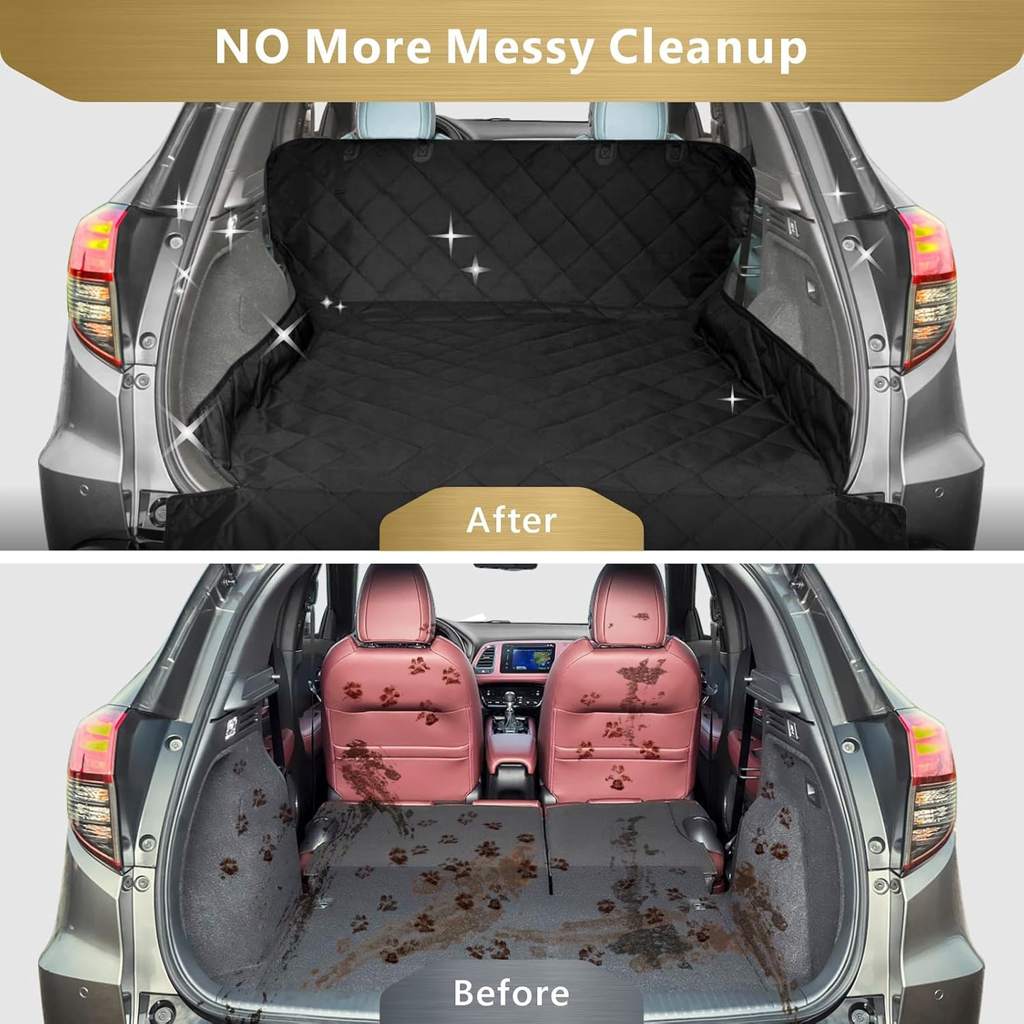 F-color SUV Cargo Liner for Dogs - 55 x 91 Inches Rear Cargo Cover, Black | Water Resistant, Bumper Flap, Non-Slip, Car Trunk Dog Car Seat Cover Prevents Scratches Pet Hair Mud Dirt for Mid-Size SUVs