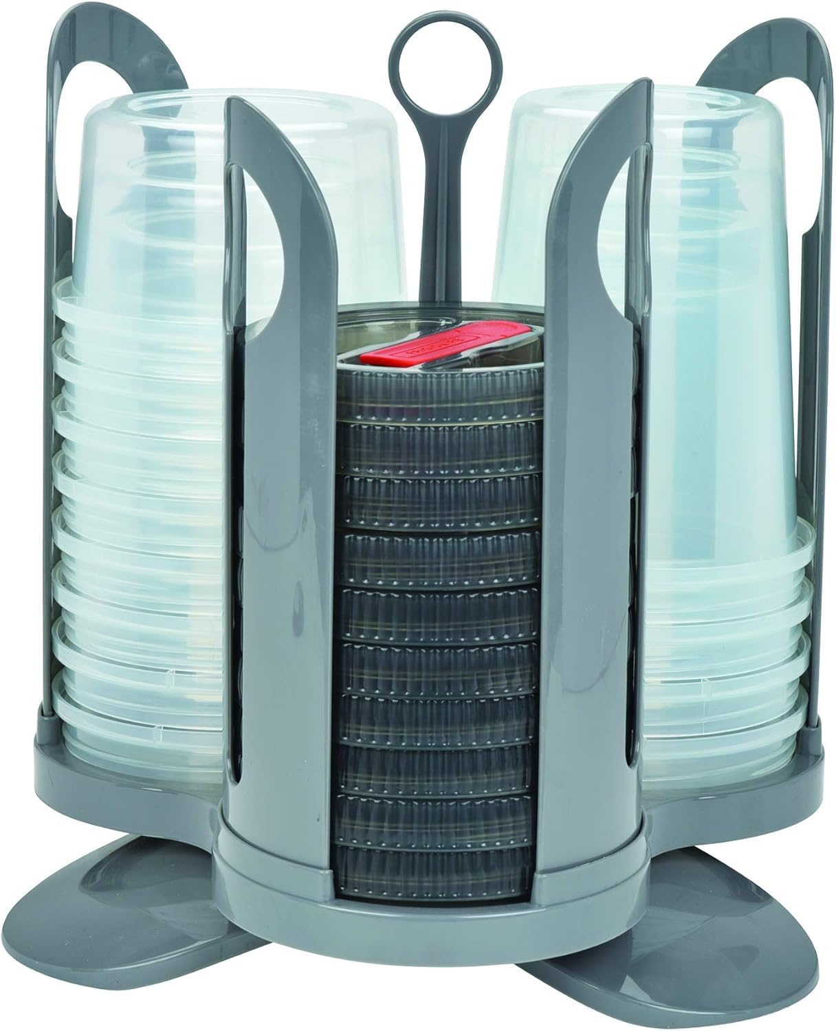 Twist Tight 25-Piece Set Airtight/Watertight/Vented Steam Release Lids/Plastic Food Storage Containers And Rotating Carry Storage Food Container Organizer Rack System