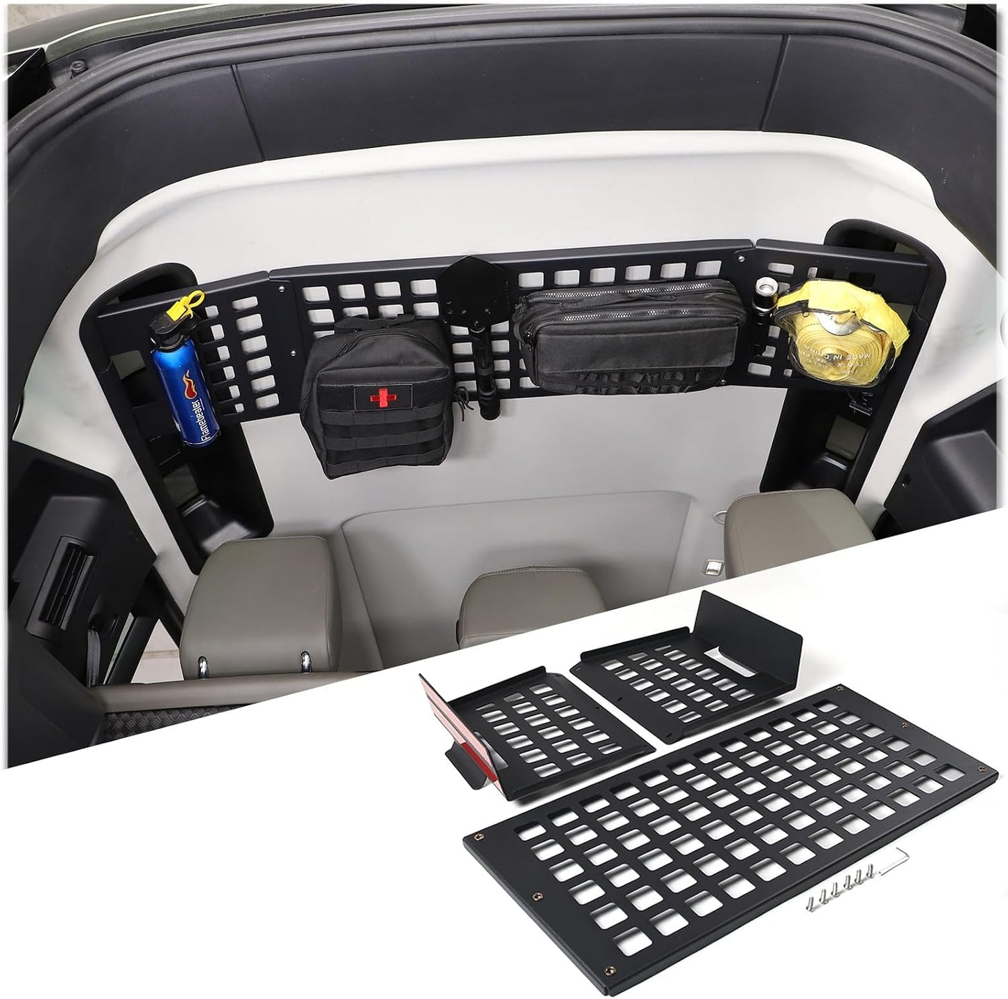 Modular Storage Panel Cargo Rack for L@nd Rover Defender 2020 2021 2022 2023, Aluminum Alloy Trunk Organizer Shelf Luggage Holder Storage Carrier Accessories
